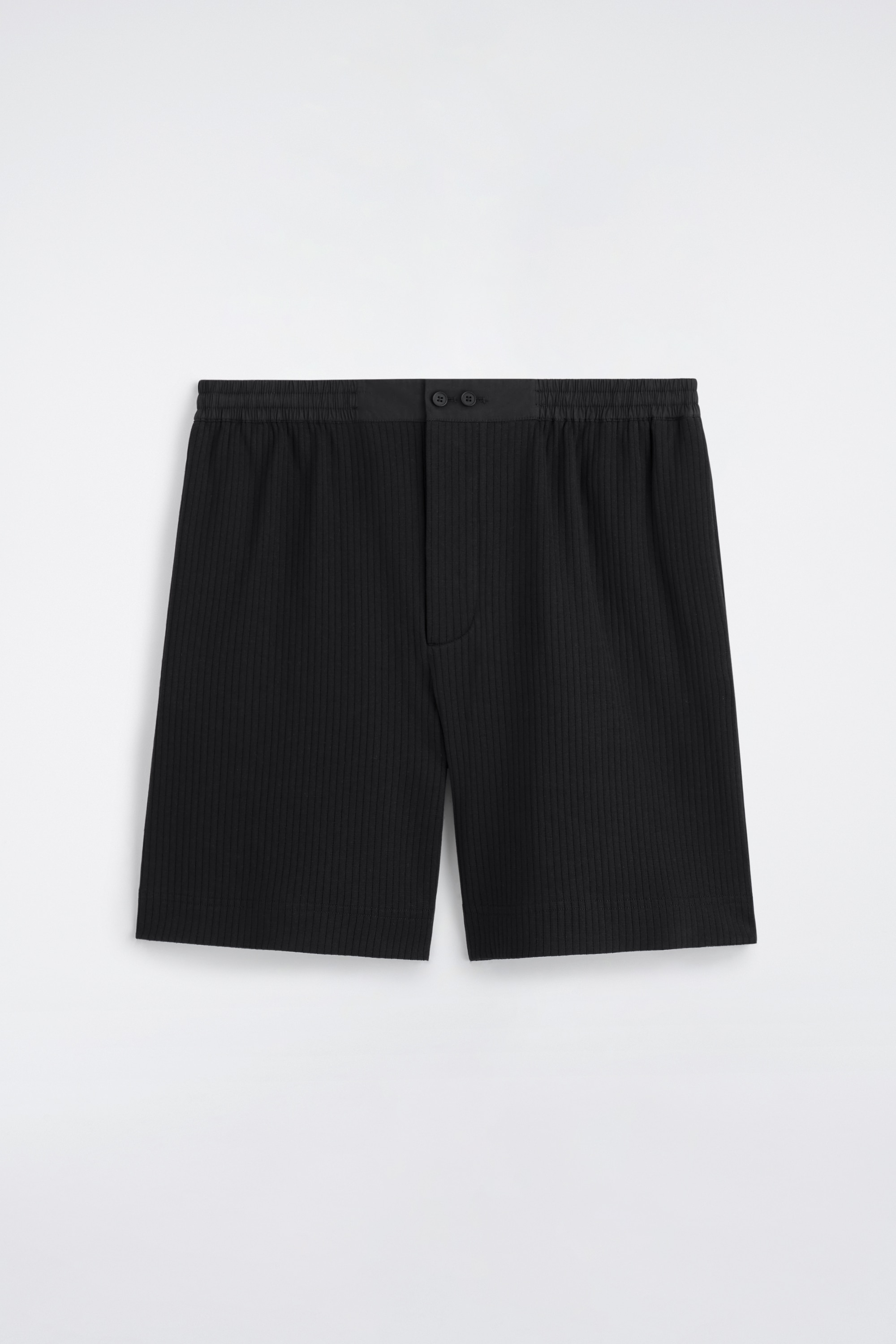 Calções em jérsei de algodão canelado - PRETO