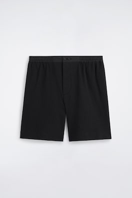 RIBBED COTTON-JERSEY SHORTS — BLACK 6