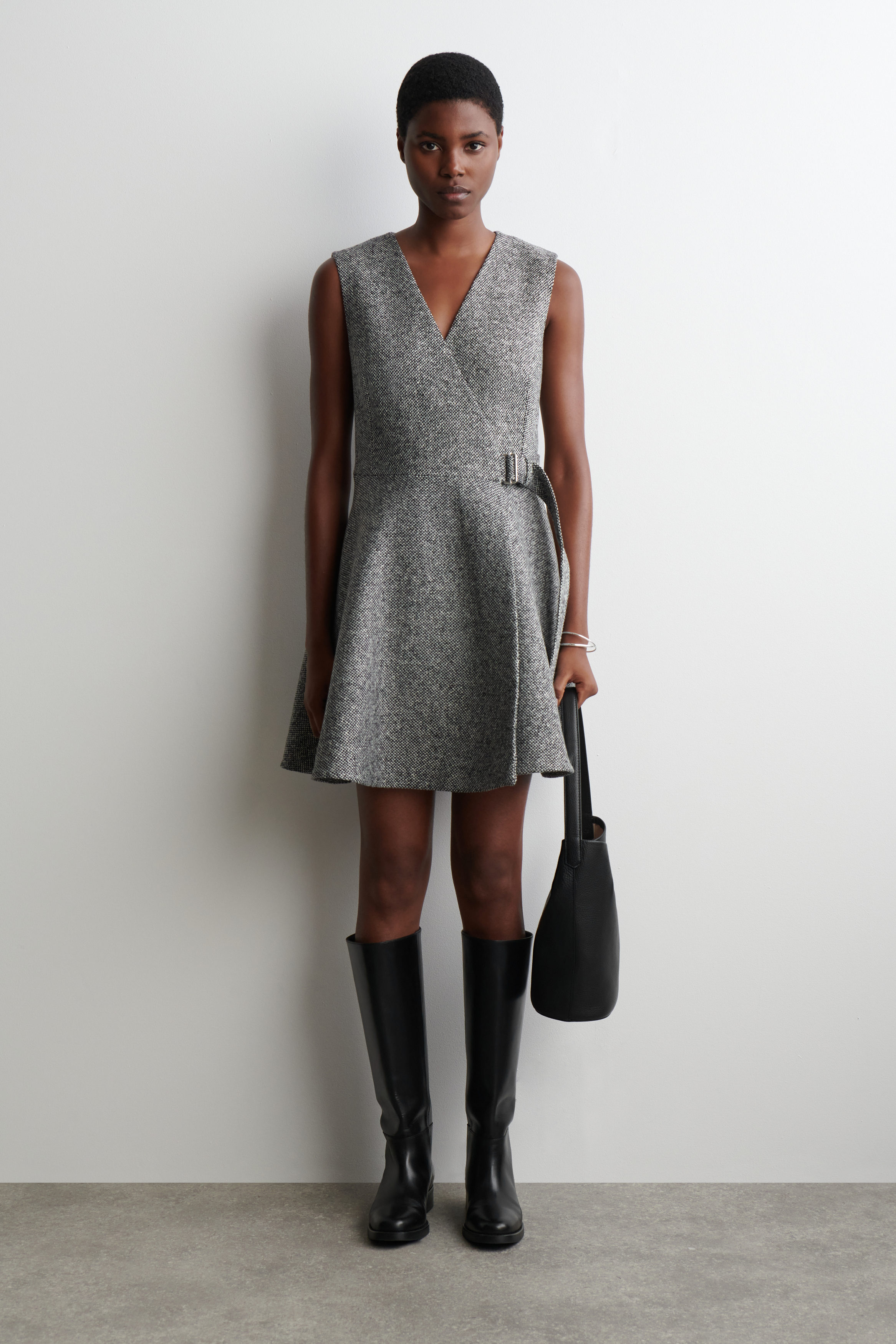 TWEED MINI WRAP DRESS - GRAY | COS US