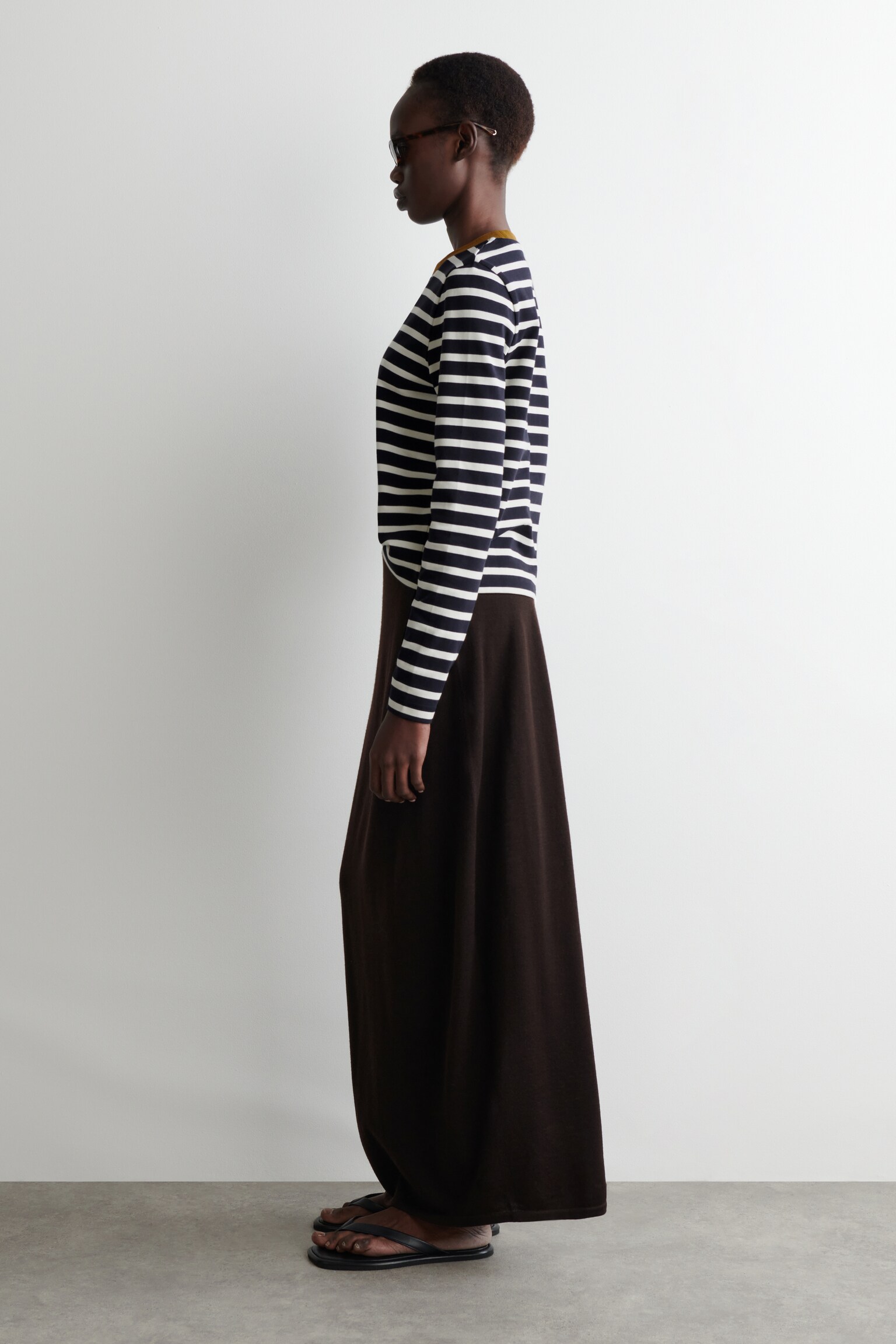 CLEAN CUT REGULAR LONG-SLEEVED T-SHIRT - ECRU / NAVY / BROWN / STRIPED/white/GREEN MÉLANGE/LIGHT GREEN/NAVY / STRIPED/BRIGHT RED/BROWN / STRIPED/BLACK/OLIVE-GREEN MÉLANGE/WHITE / BROWN/DARK PURPLE/BRIGHT GREEN/ORANGE/DUSTY PINK/BEIGE / UNDYED/BEIGE / STRIPED/GREY / STRIPED/LIGHT BLUE - 5