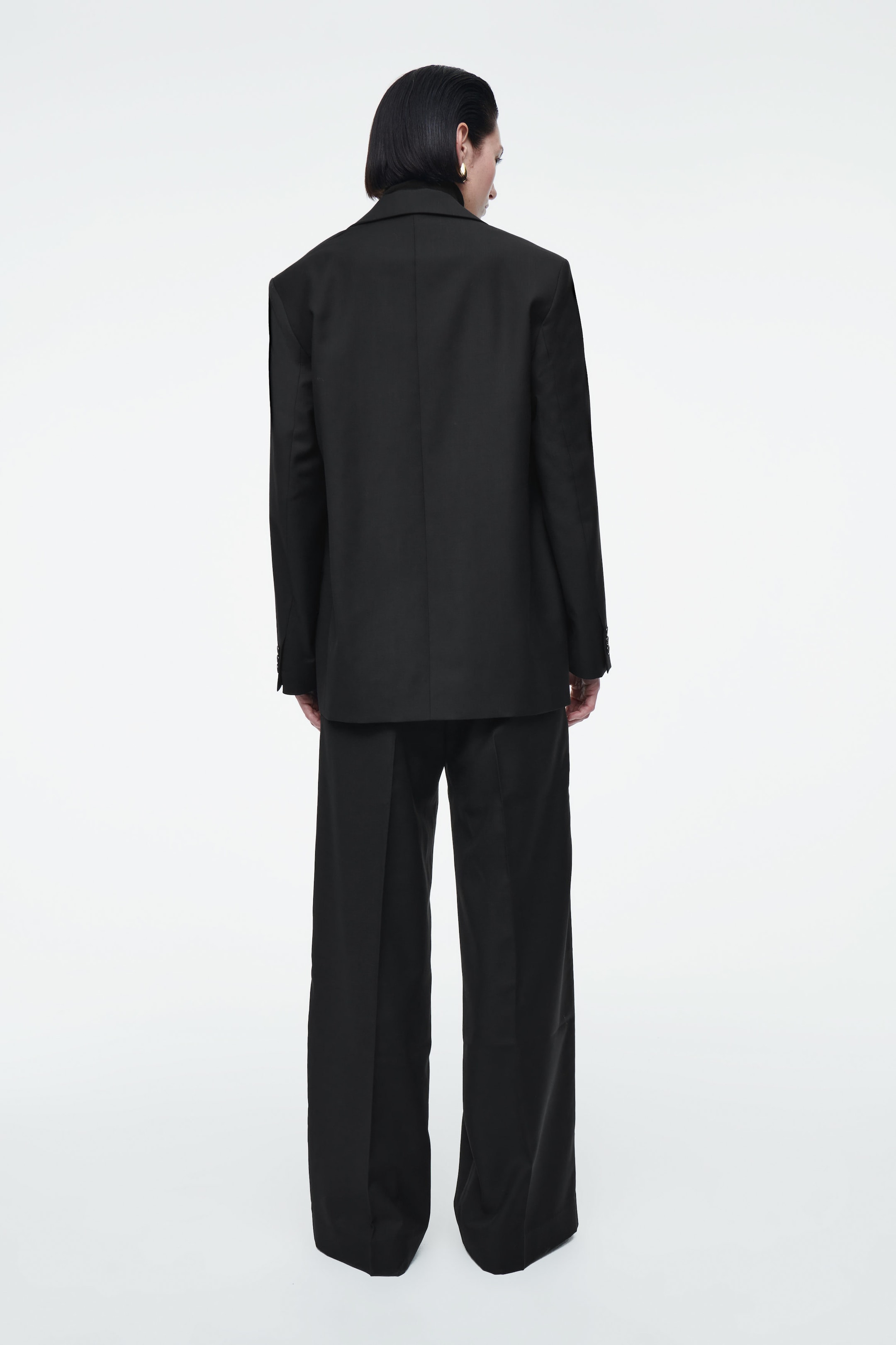 REGULAR ELASTICATED WOOL STRAIGHT-LEG PANTS