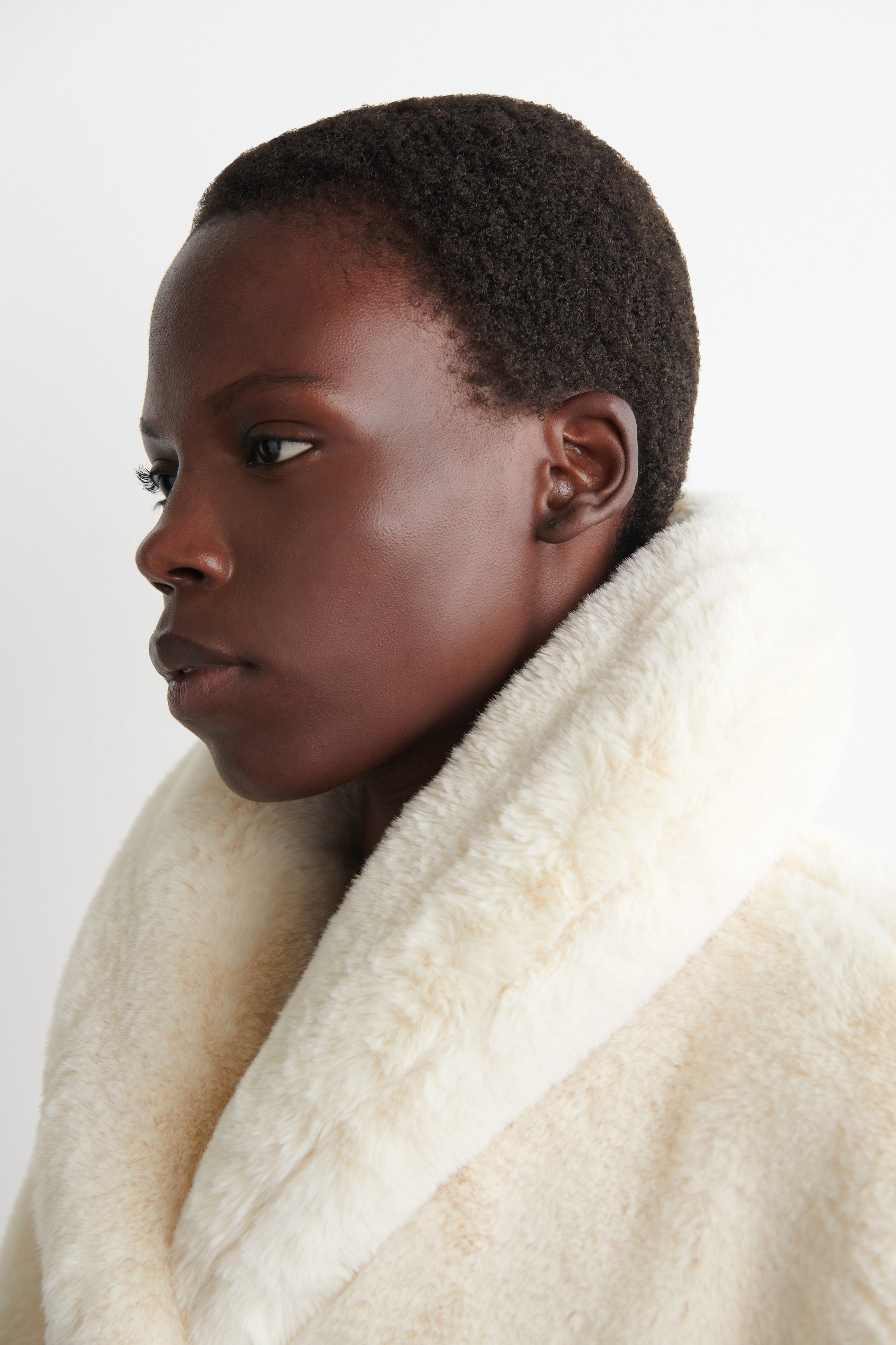 SHAWL-COLLAR FUR-EFFECT JACKET - LIGHT BEIGE | COS US