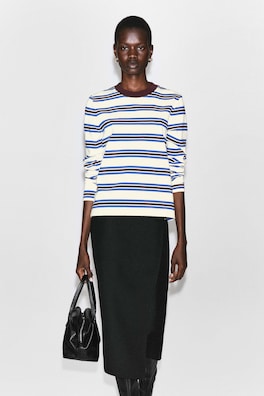 CLEAN CUT LONG-SLEEVED T-SHIRT — WHITE / BLUE / STRIPED 1