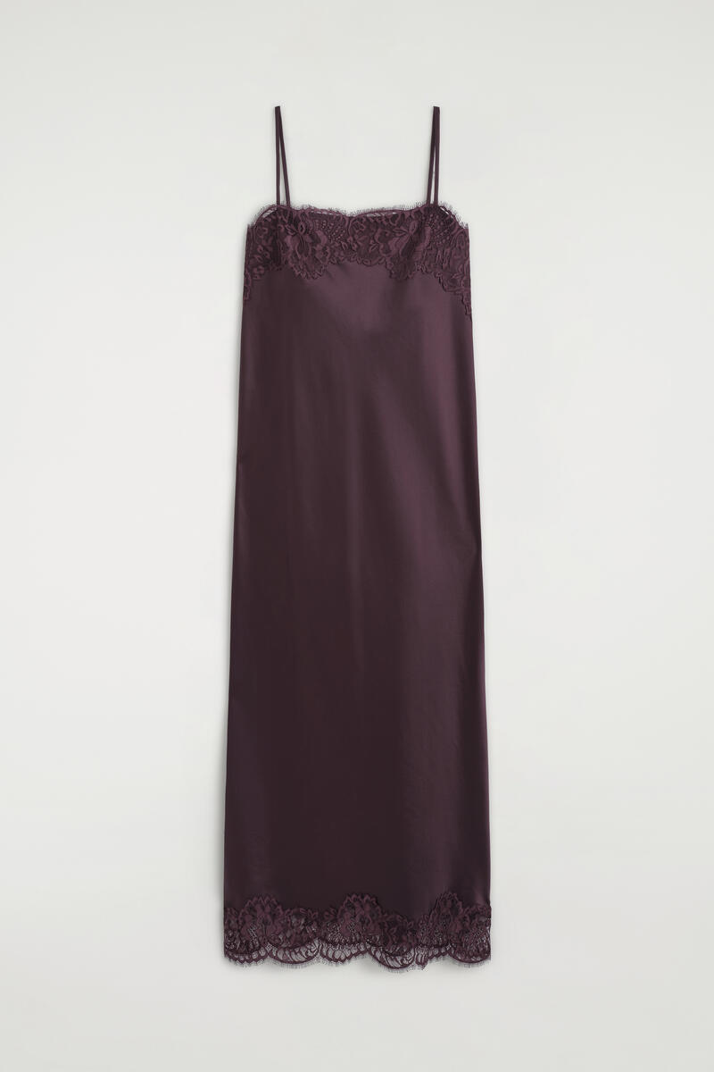 Lace-Trimmed Satin Slip Dress