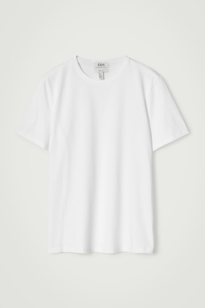 REGULAR COTTON T-SHIRT - white/dark green/NAVY - 1