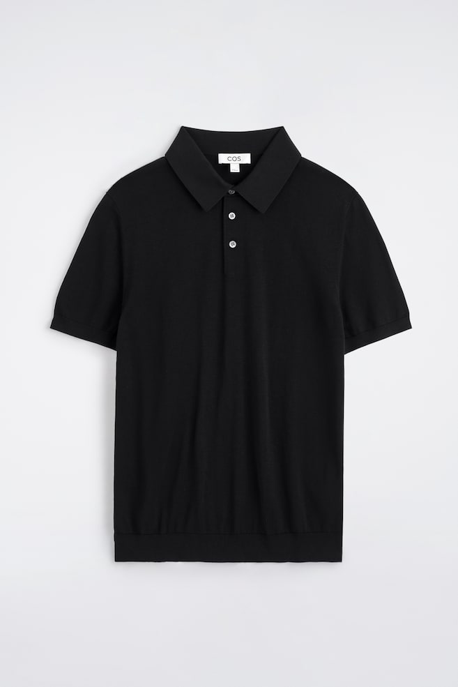 SLIM KNITTED SILK POLO SHIRT - BLACK/BROWN/BLUE - 1