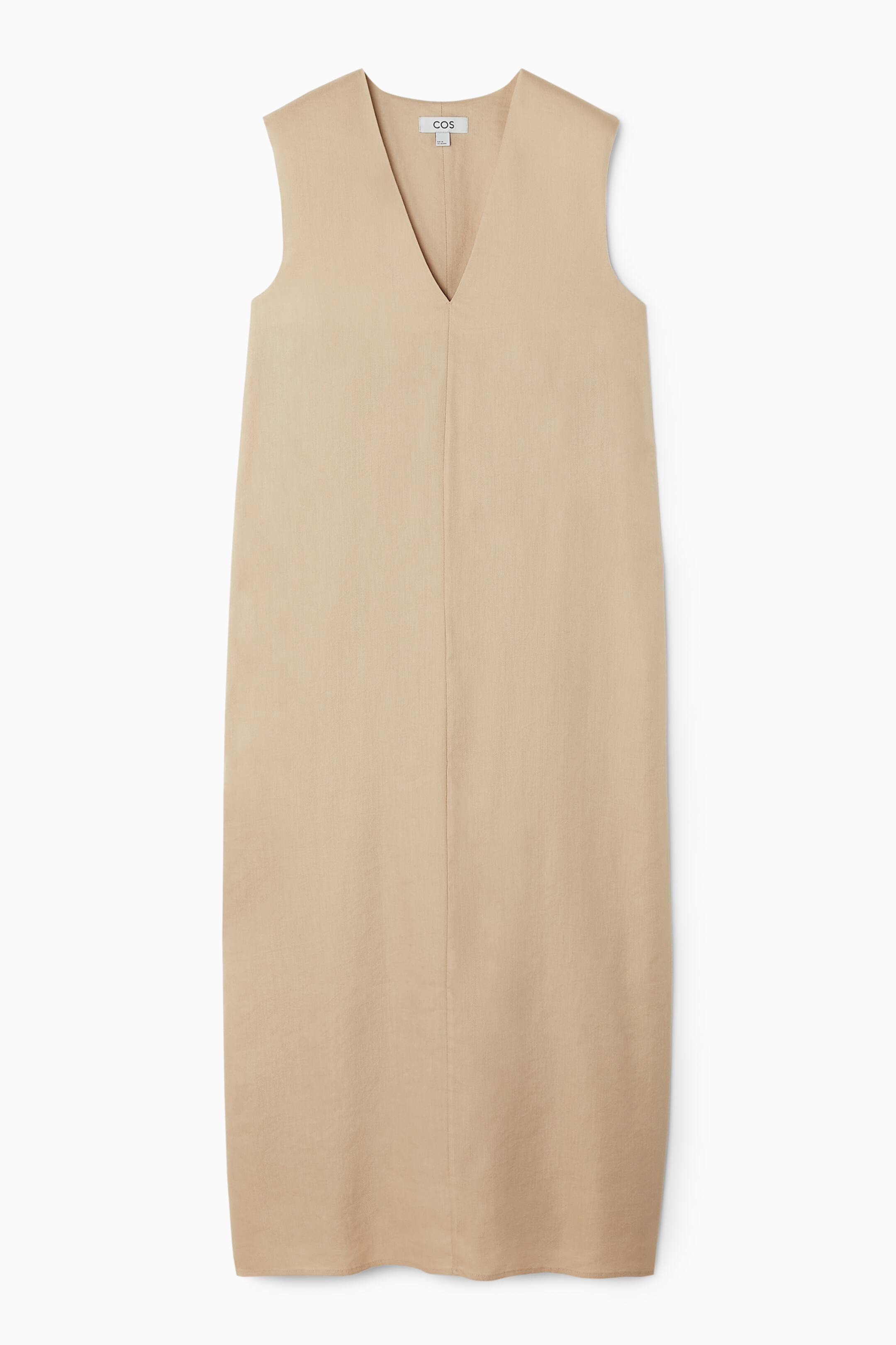 Agrandir l'image: ROBE COL EN V LIN MÉLANGÉ - BEIGE - FEMME | H&M CH 1