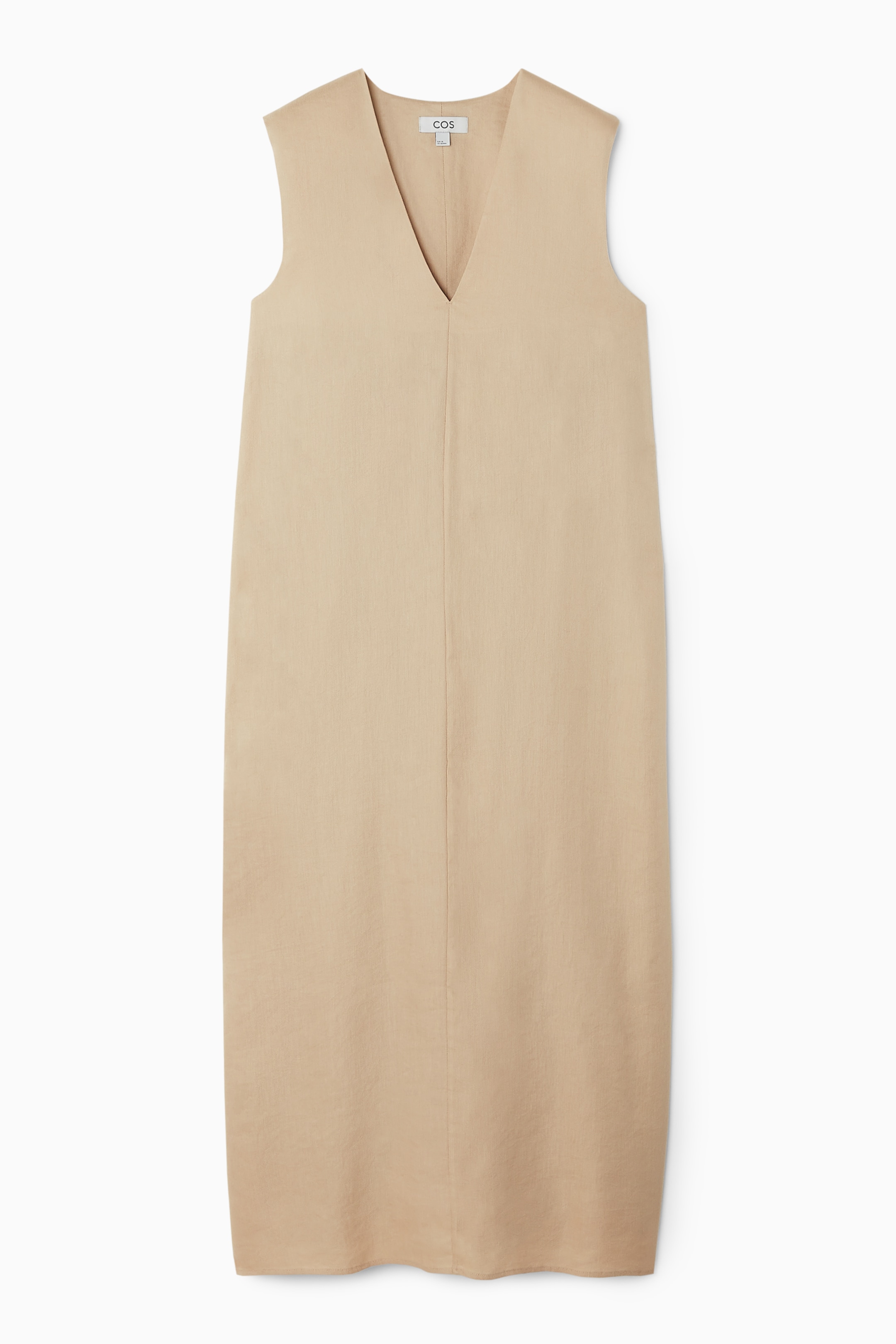 View larger image: V-NECK LINEN-BLEND DRESS - BEIGE - Ladies | H&M GB 1