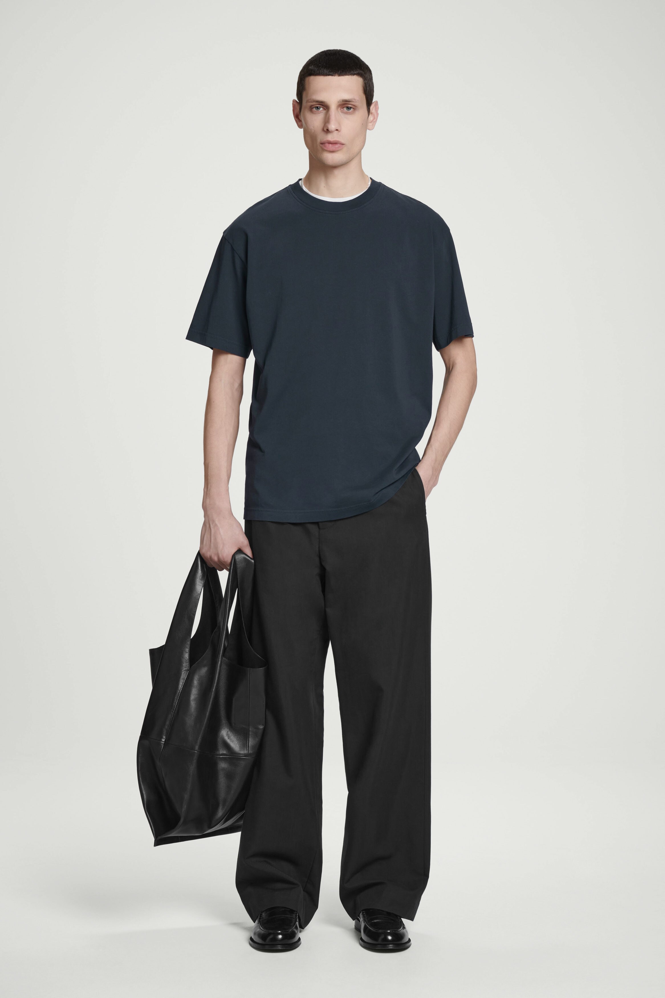 OVERSIZED COTTON T-SHIRT - NAVY | COS