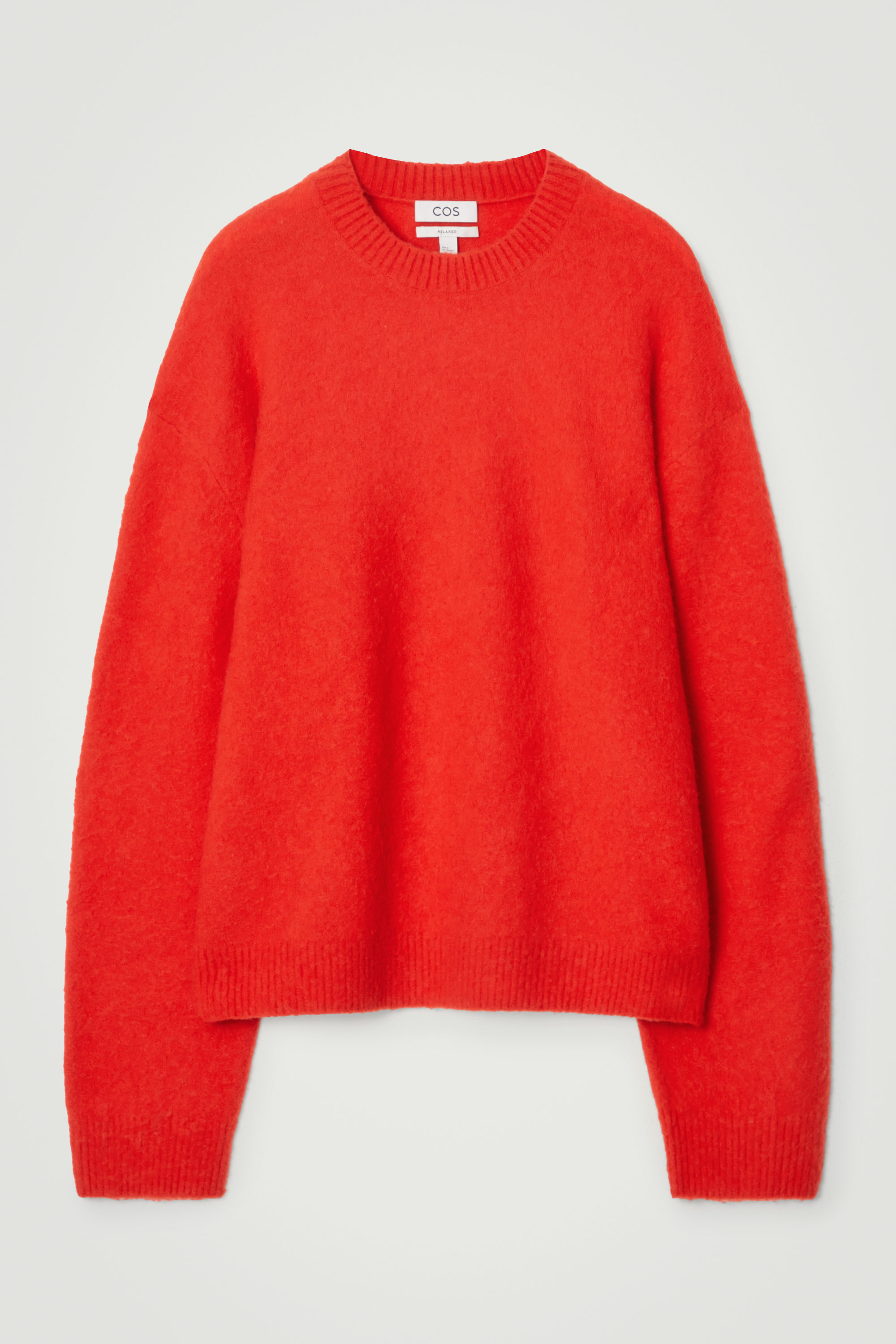 BRUSHED-WOOL CREW-NECK SWEATER - BRIGHT RED | COS