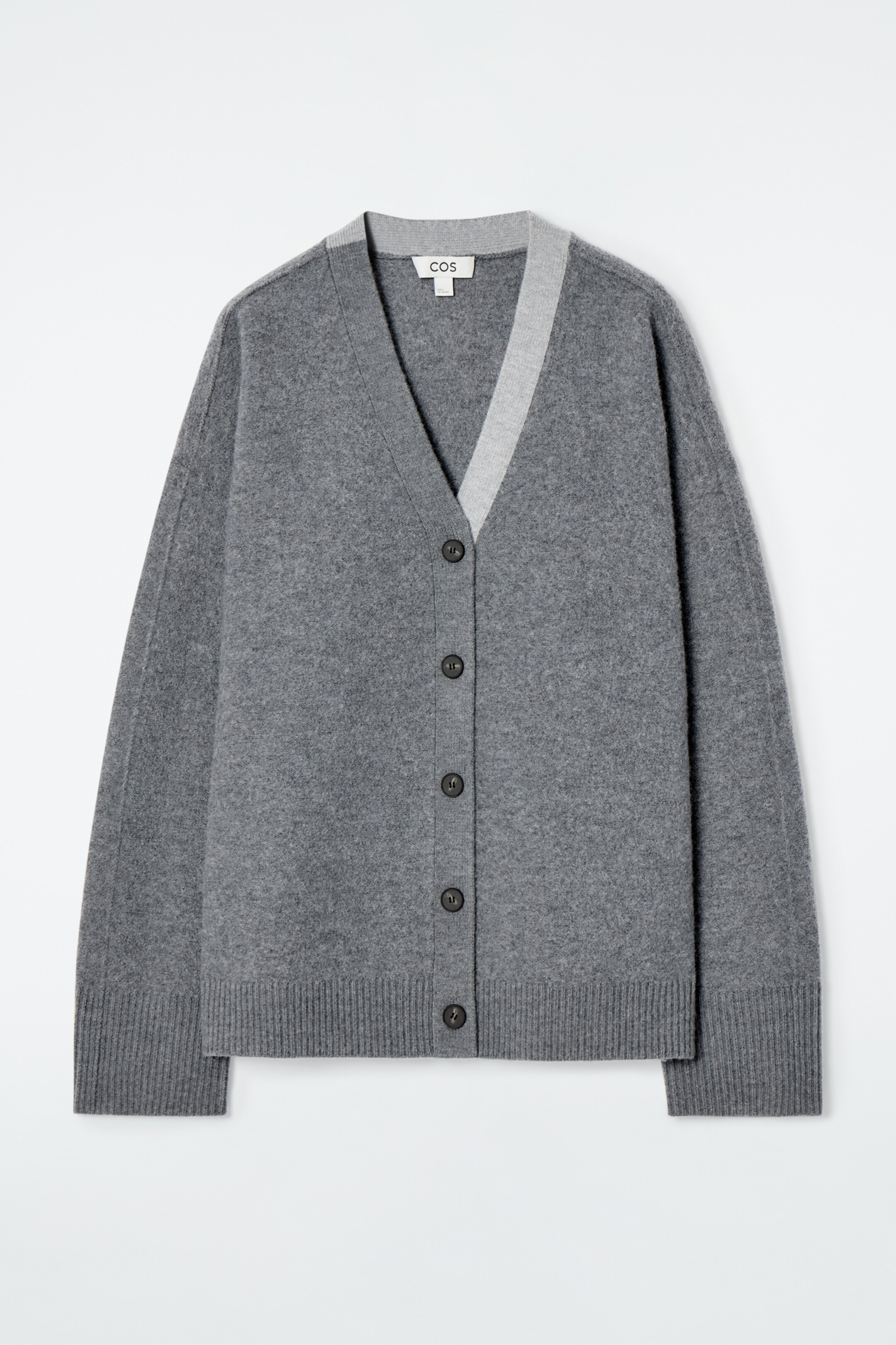 Agrandir l'image: CARDIGAN À ENCOLURE EN V EN LAINE COLOUR-BLOCK - GRIS - FEMME | H&M CH 7