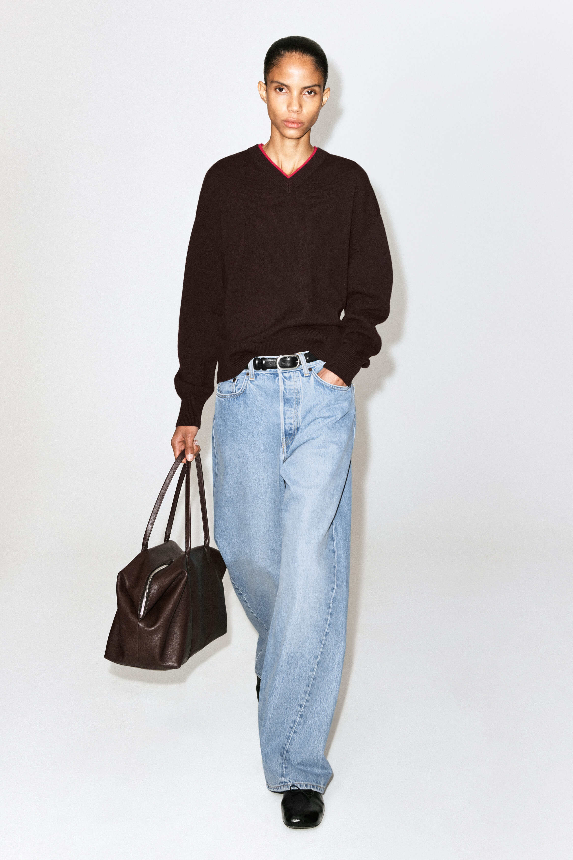 MERINO WOOL LAYERED V-NECK SWEATER - thumbnail 3