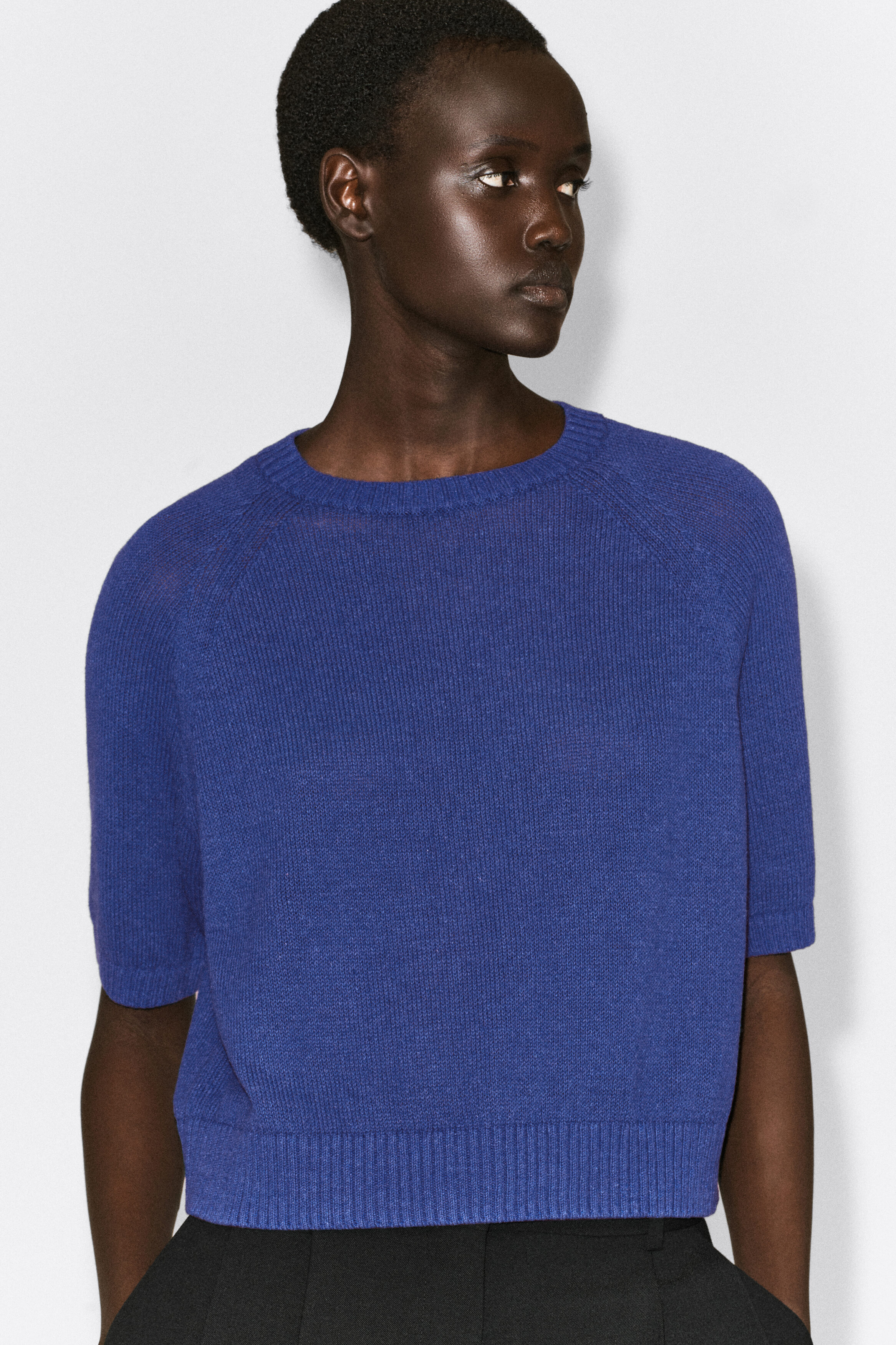 SHRUNKEN KNITTED LINEN T-SHIRT thumbnail 6