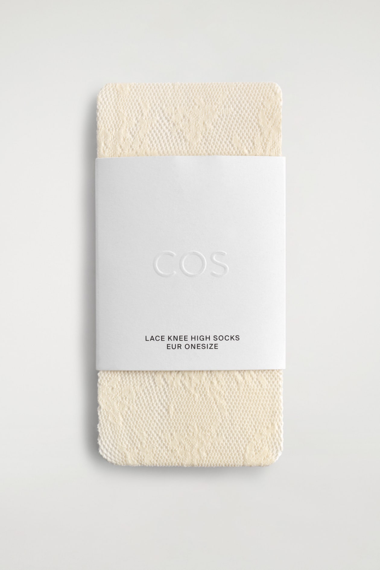FLORAL-JACQUARD LACE KNEE SOCKS — CREAM