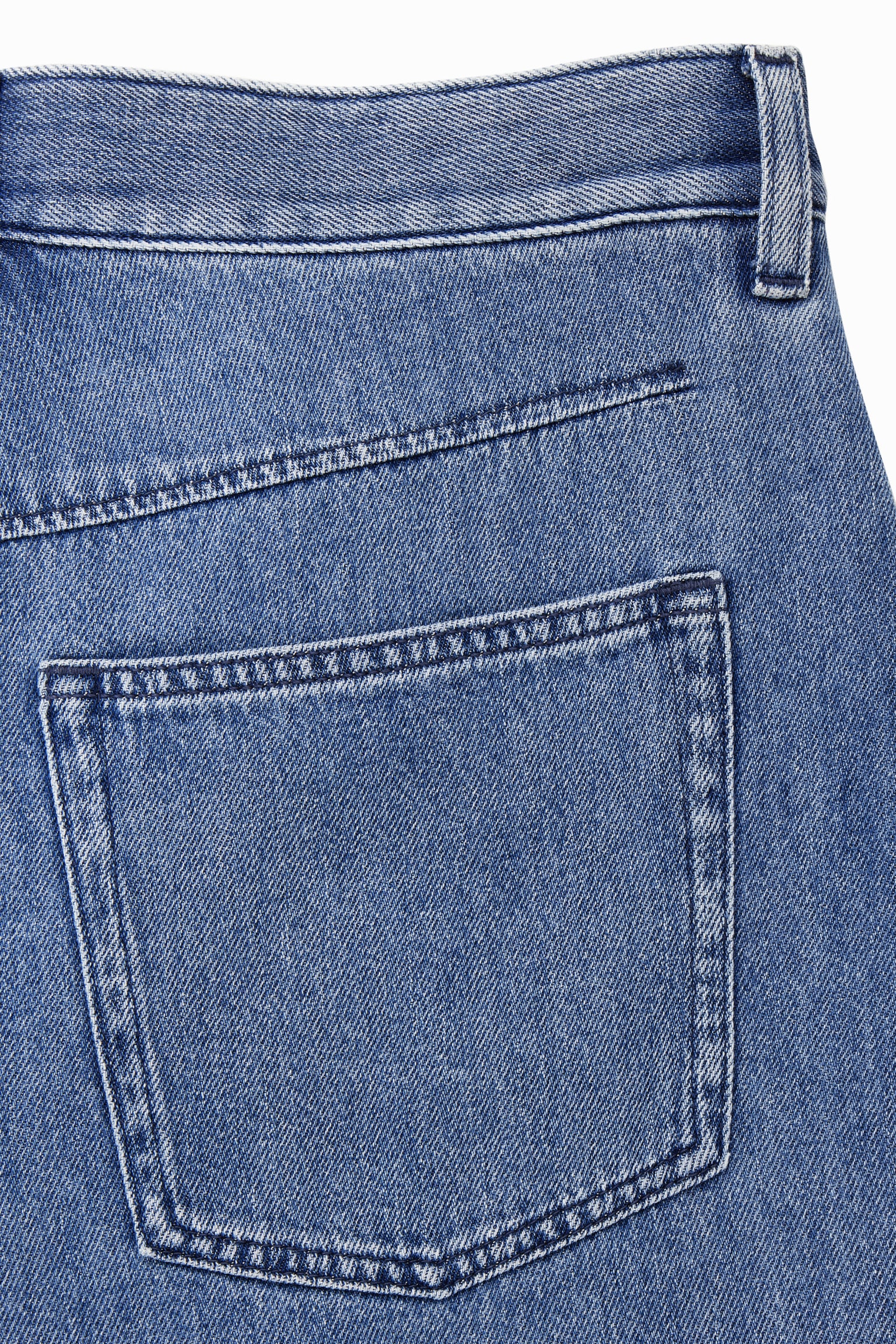 PLEATED A-LINE DENIM SHORTS - BLUE | COS