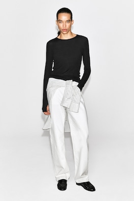 COTTON LONG-SLEEVED TOP — BLACK 3
