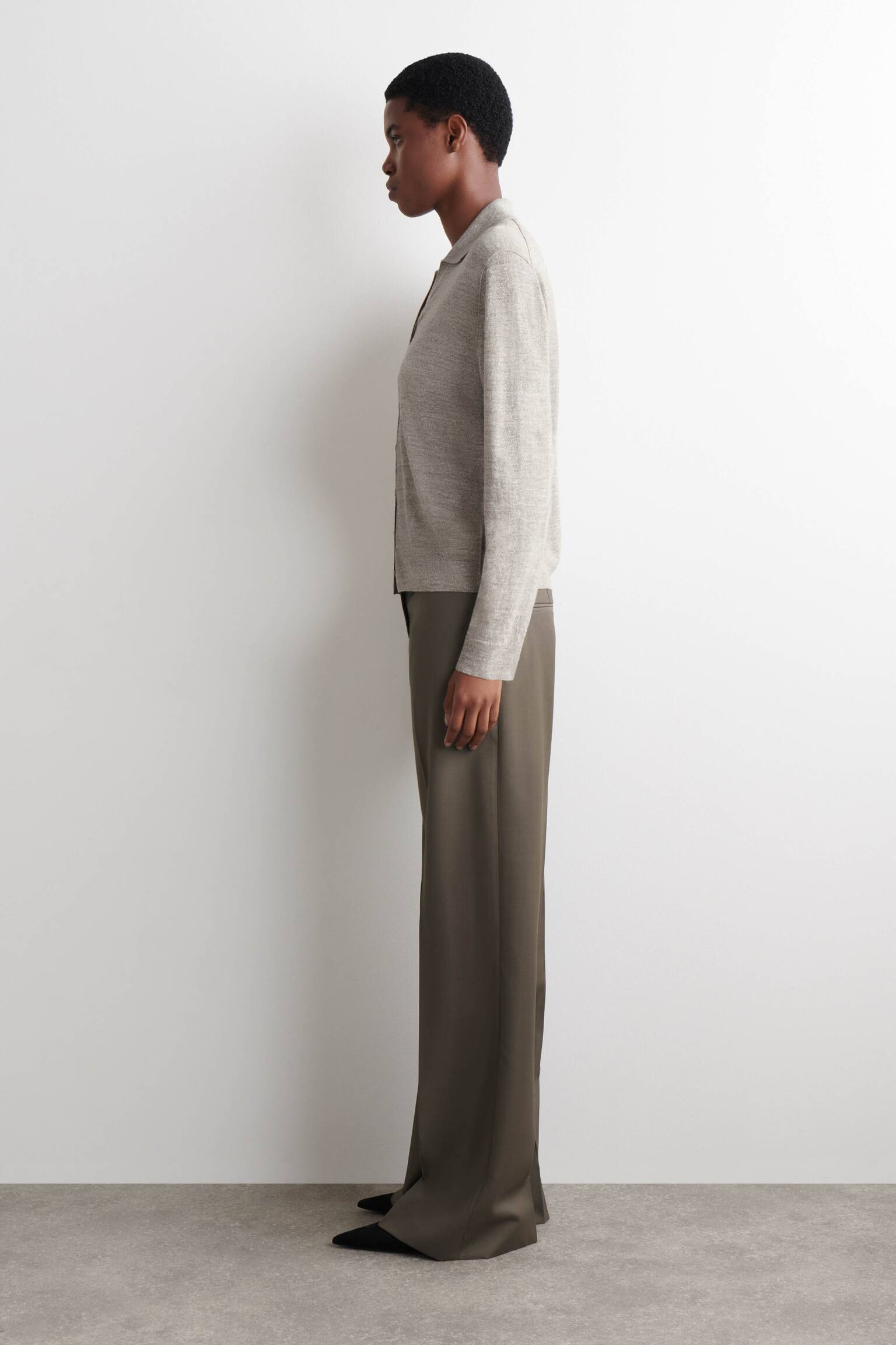 CHEMISE EN MAILLE DE LIN ET MÉRINOS - GRÈGE CHINÉ/NOIR - 7