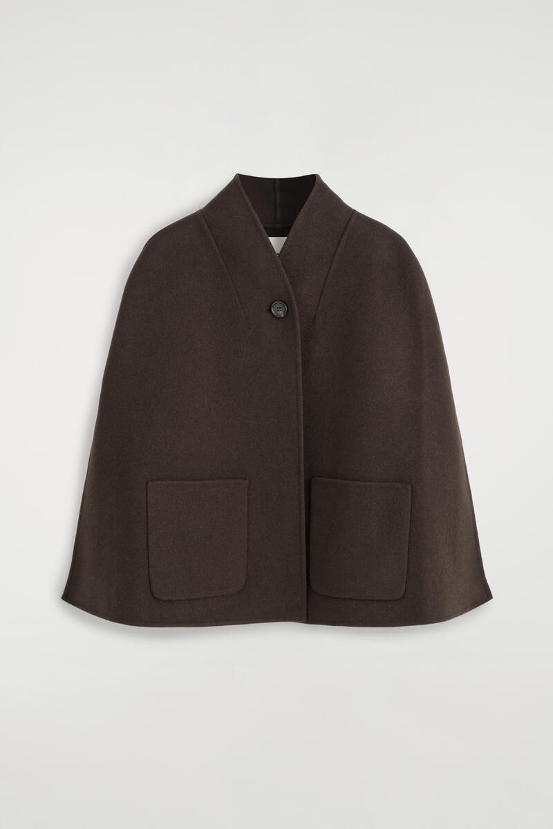 Shawl-Collar Double-Faced Wool Cape