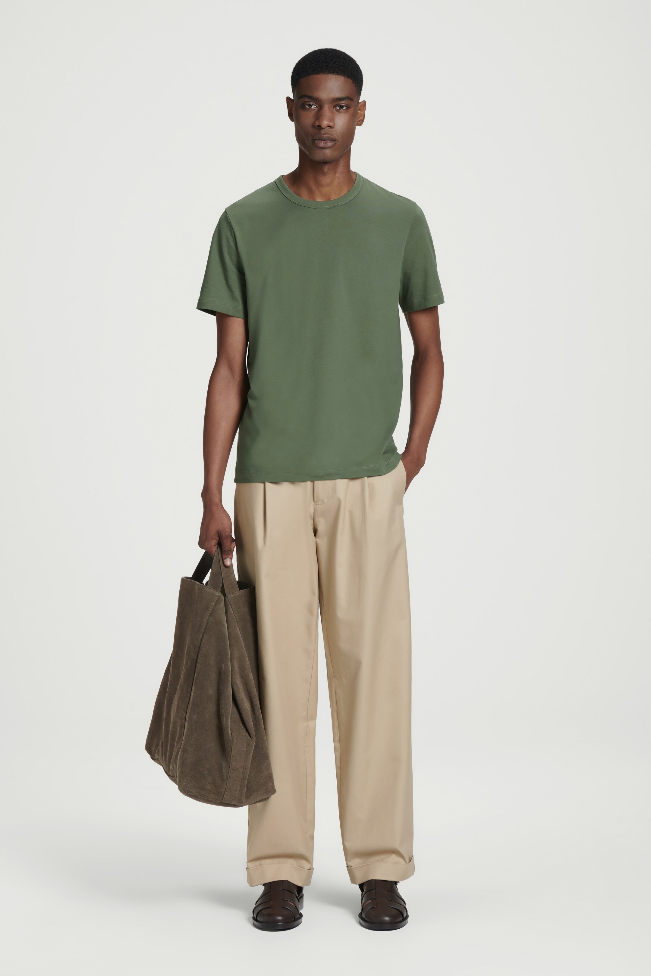 View larger image: REGULAR BRUSHED-COTTON T-SHIRT - KHAKI - Men | H&M GB 4