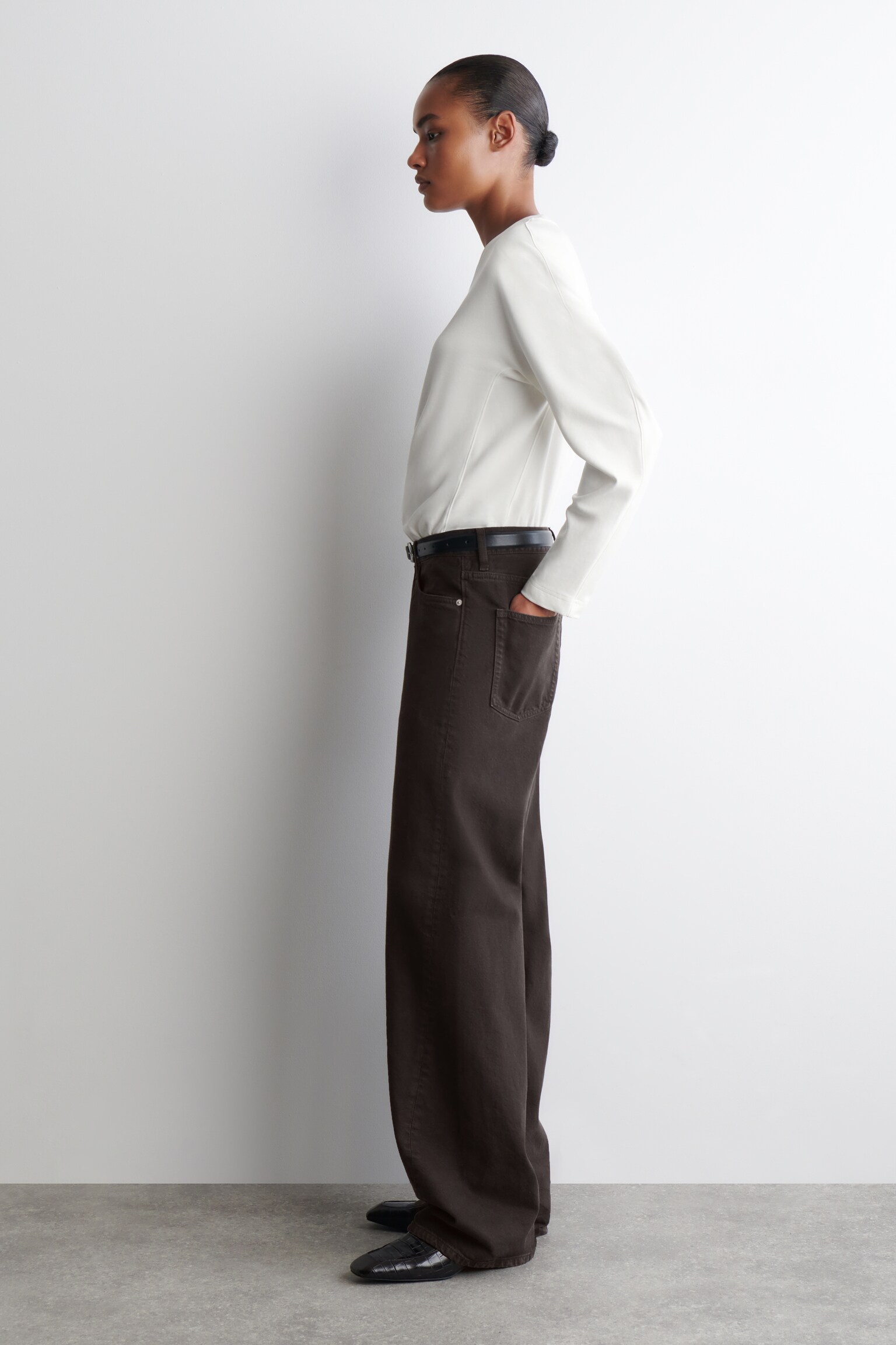 ROUNDED JERSEY TOP - WHITE/DARK RED - 4