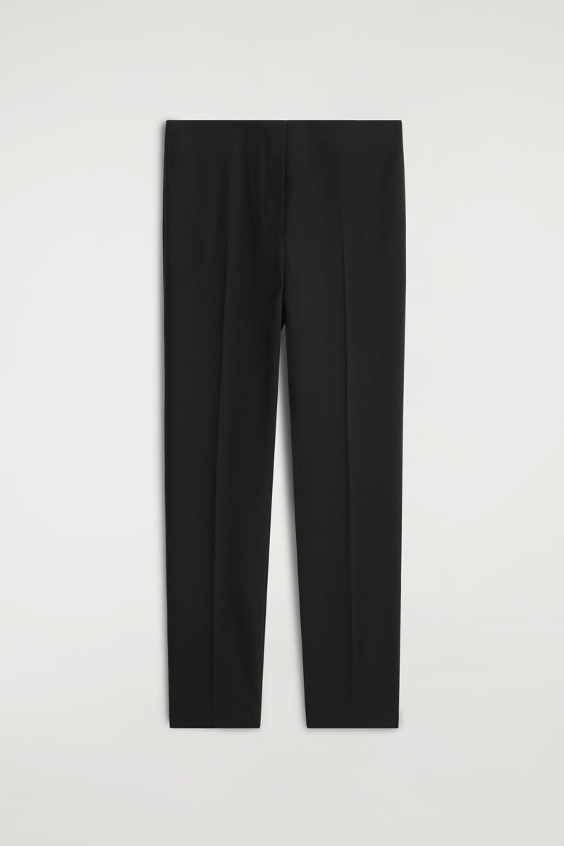 Cos Slim Wool-blend Trousers In Black