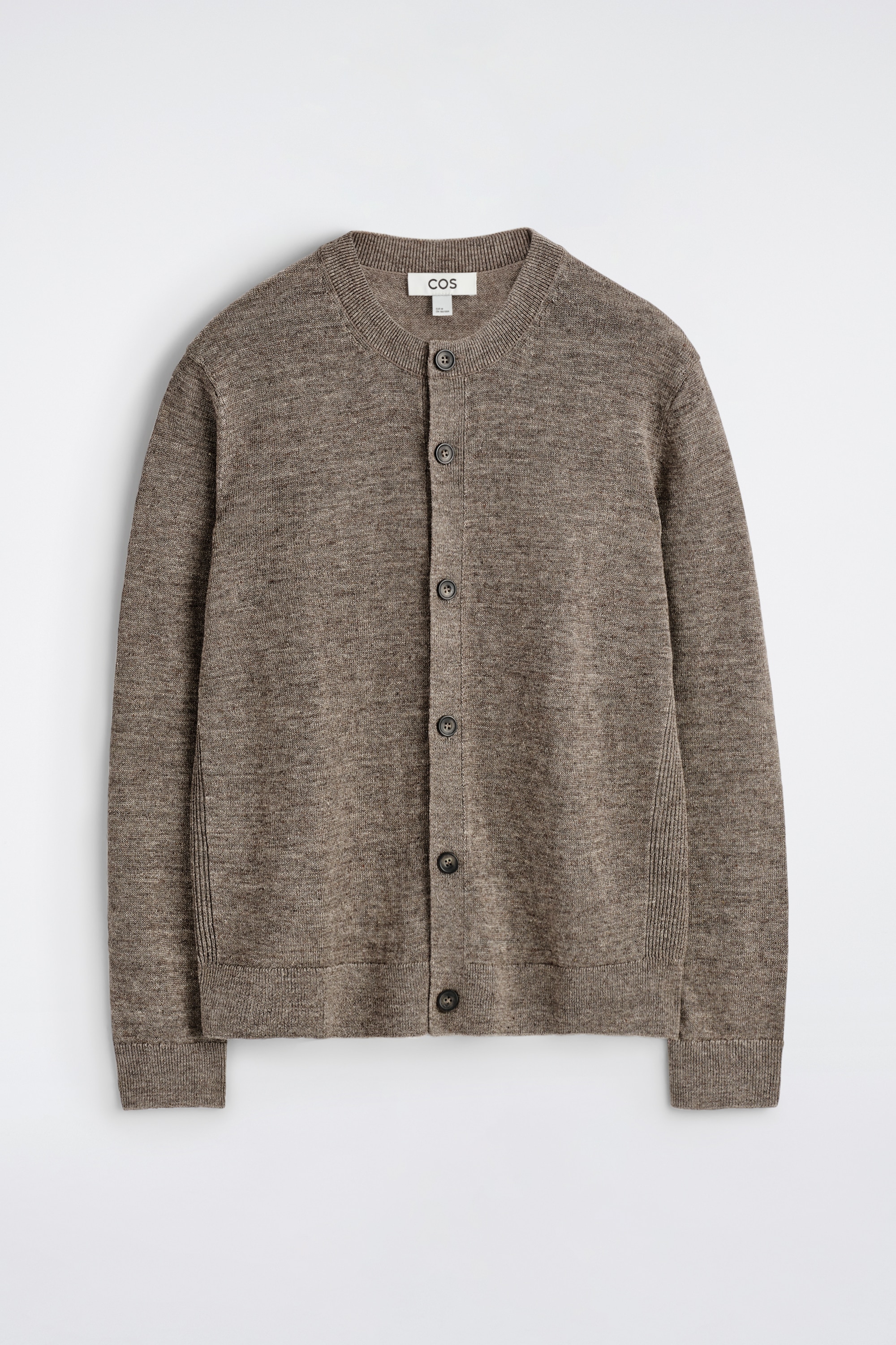 STRICKJACKE AUS LEINEN - TAUPE MELIERT