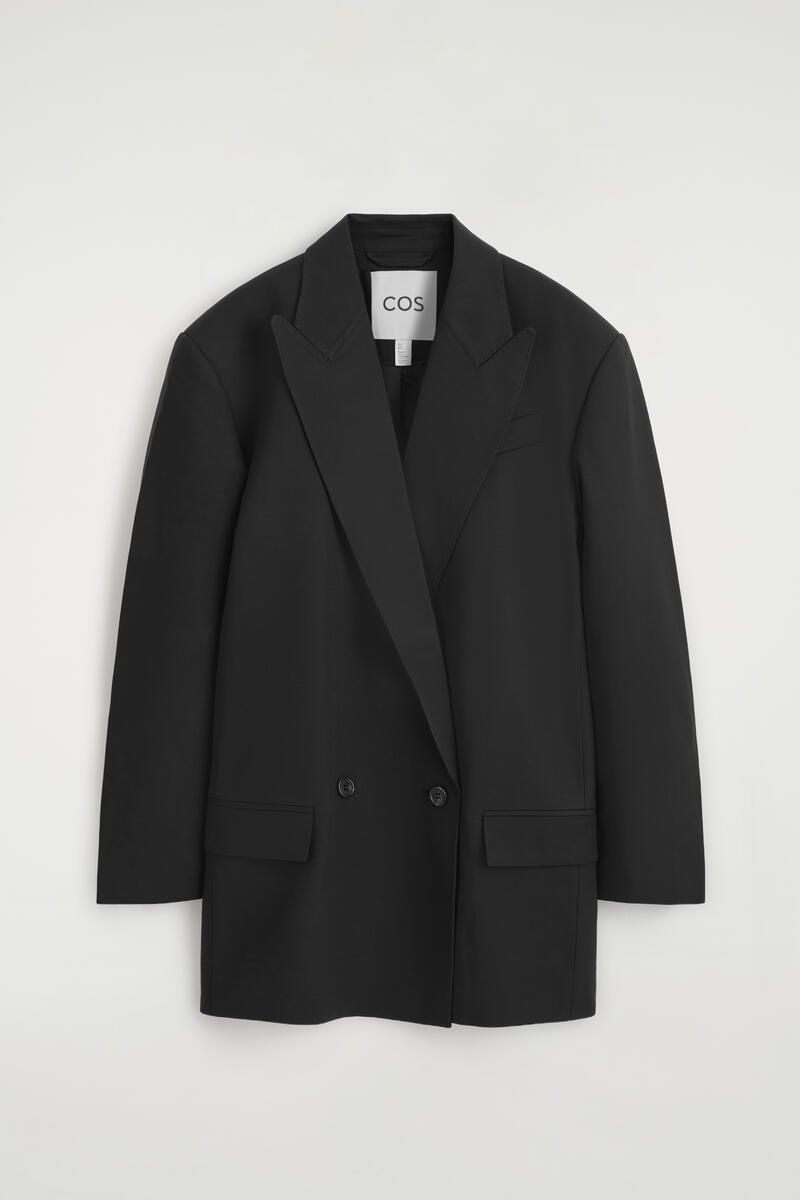 Contrast-Lined Double-Breasted Blazer