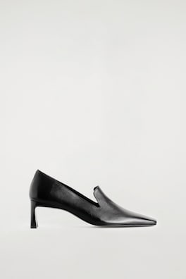 ANGULAR LEATHER HEELED LOAFERS — BLACK 3