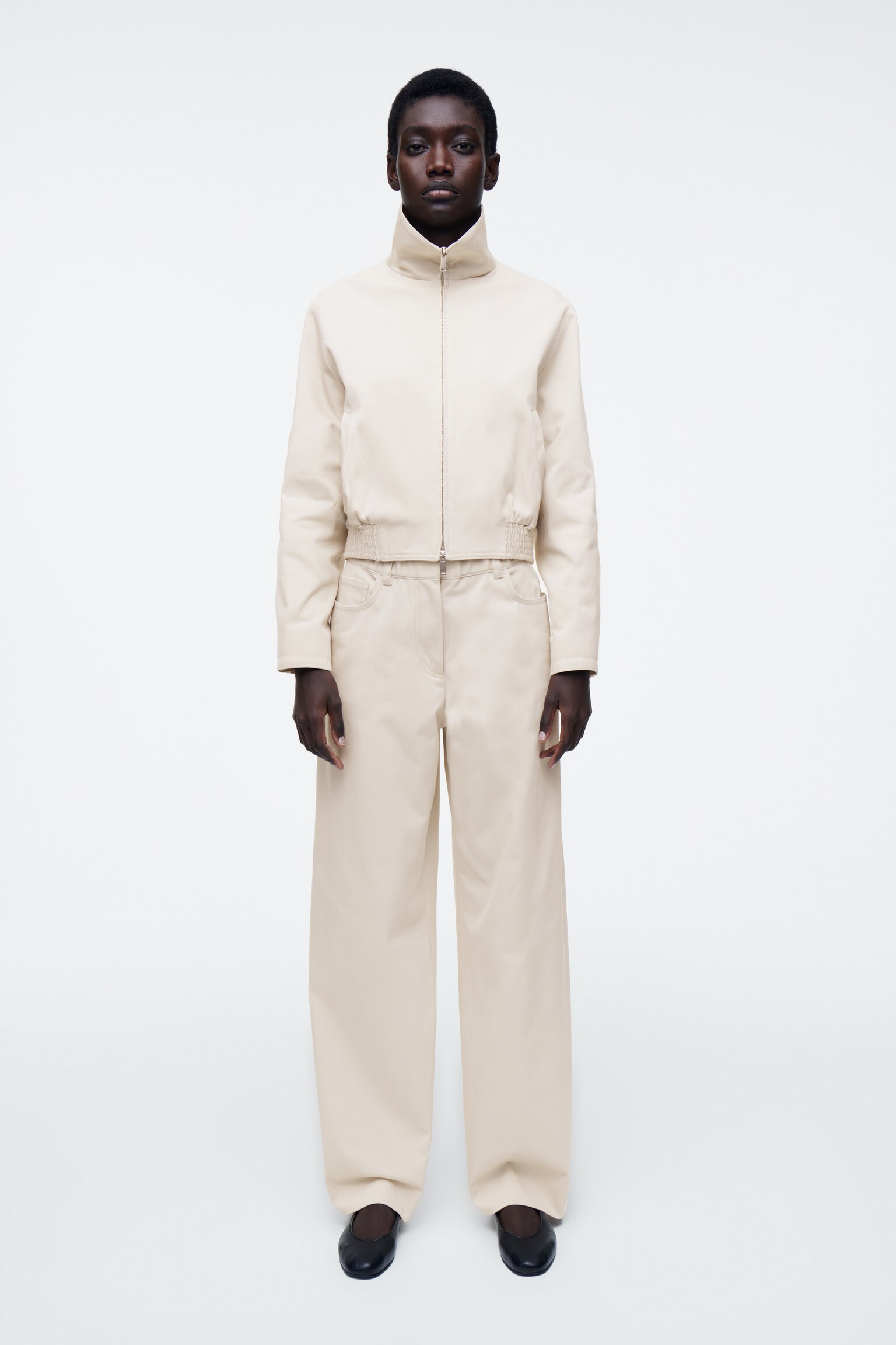 BLOUSON À COL CHEMINÉE - BEIGE CLAIR - 3