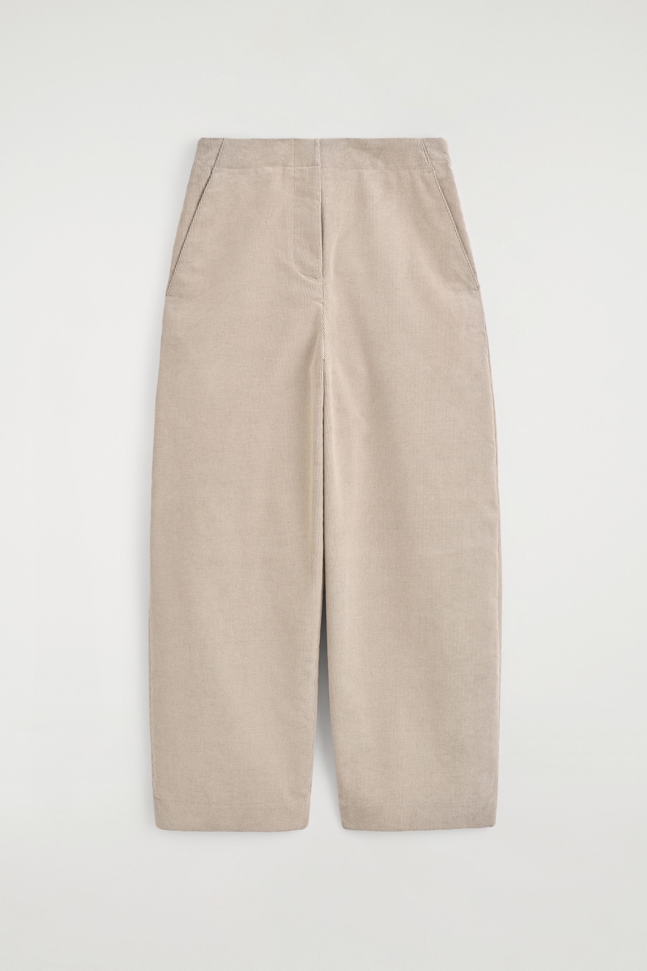 CORDUROY BARREL-LEG PANTS — BEIGE