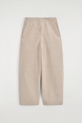 CORDUROY BARREL-LEG PANTS — BEIGE 8