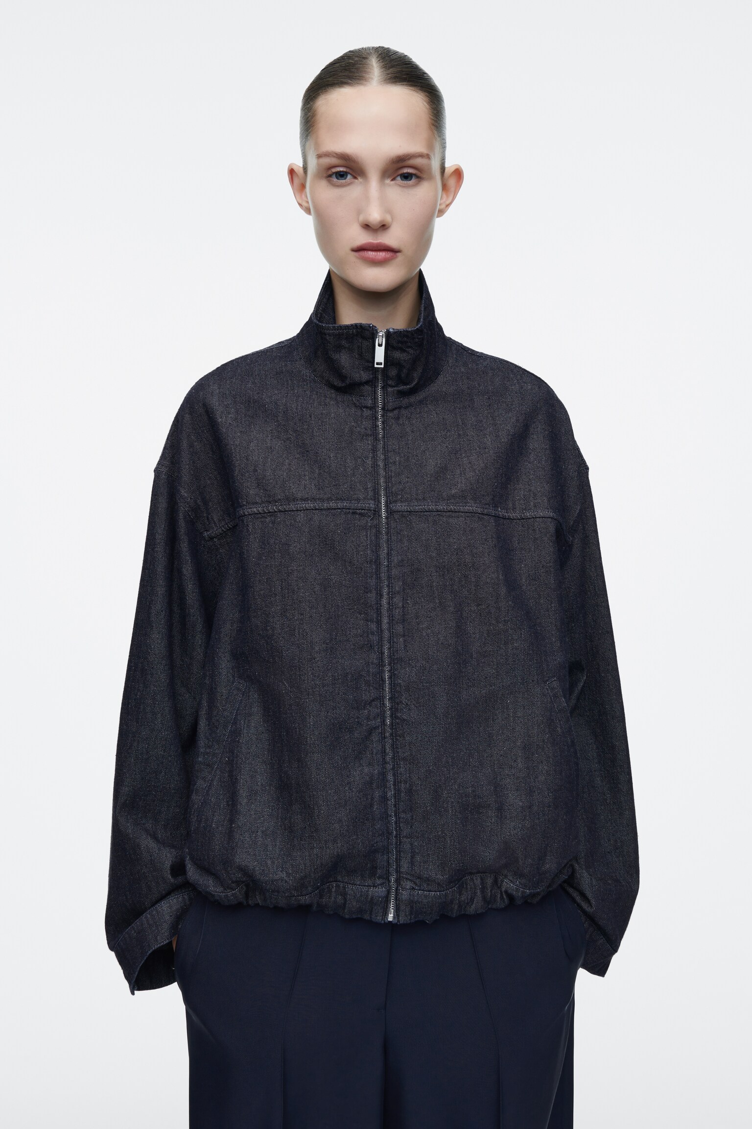 OVERSIZED-BOMBERJACKE AUS DENIM - INDIGOBLAU - 1