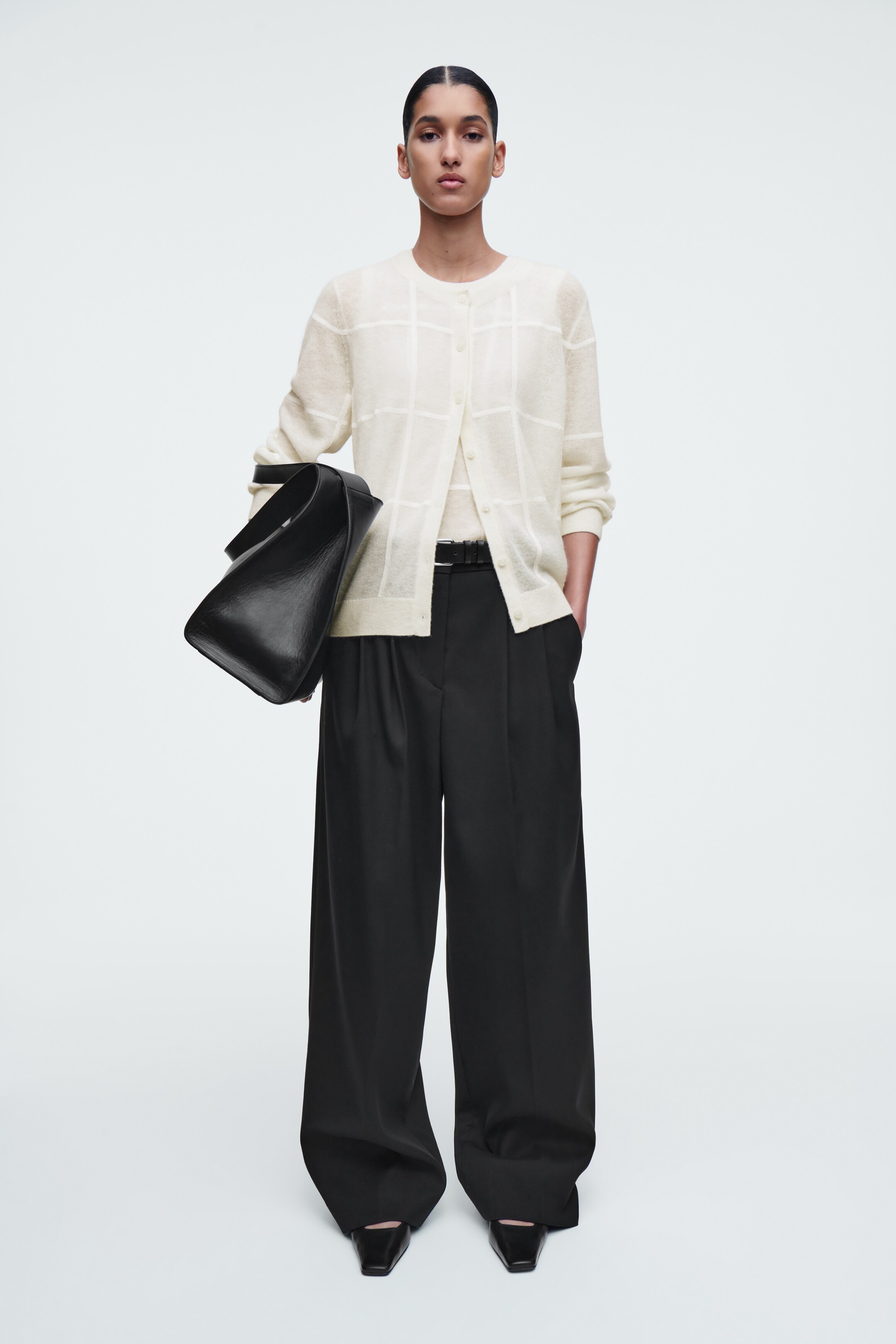 Zobrazit větší obrázek: KARDIGAN S KOSTKOVANÝM VZOREM - SLONOVÁ KOST - ŽENY | H&M CZ 2