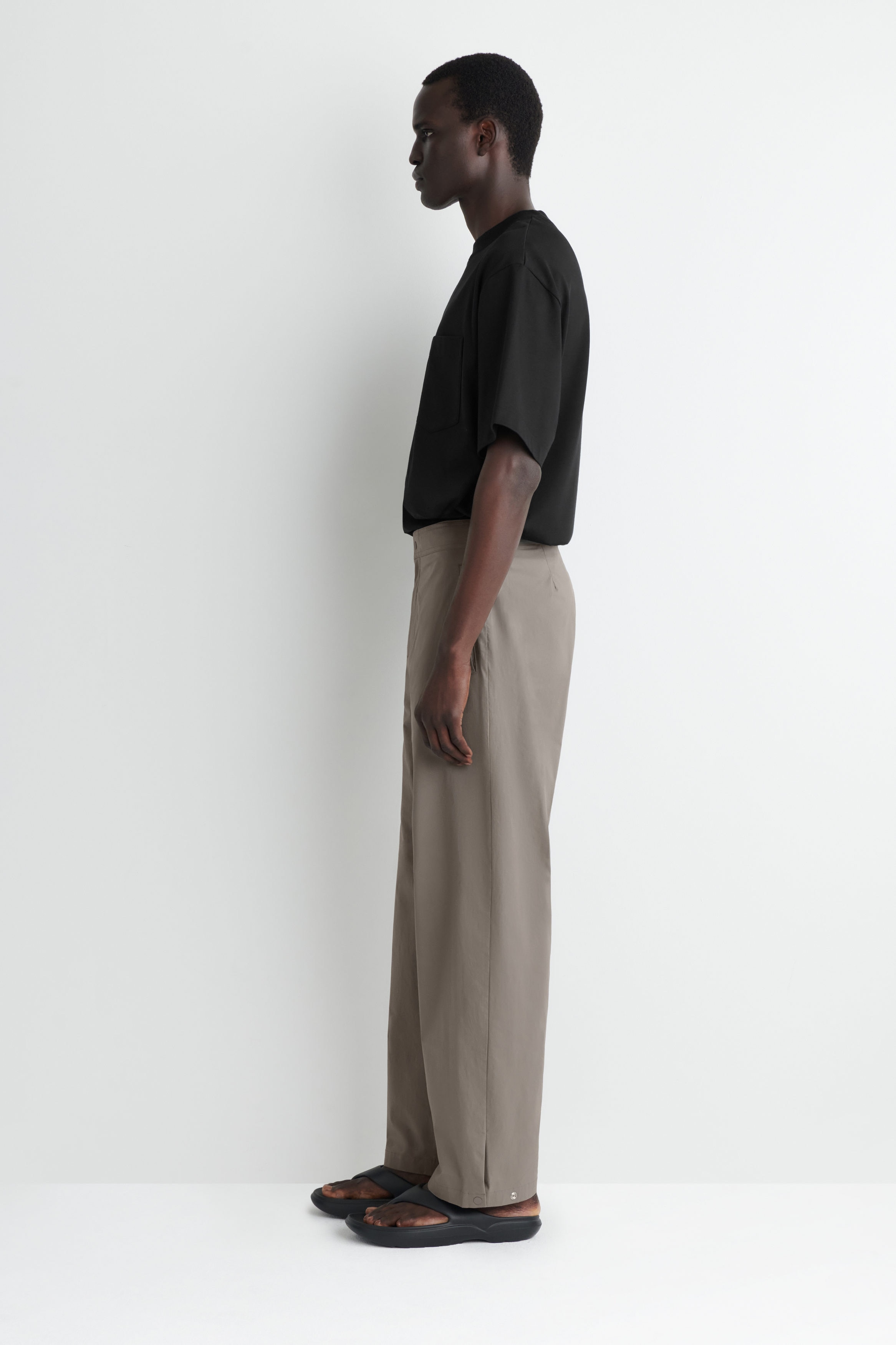 COTTON BARREL-LEG TROUSERS - GREY | COS