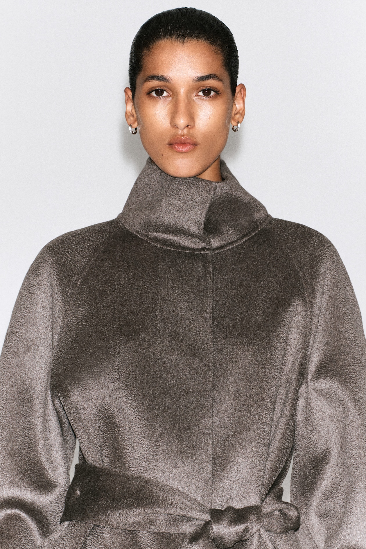 BELTED DOUBLE-FACED CASHMERE JACKET — STONE