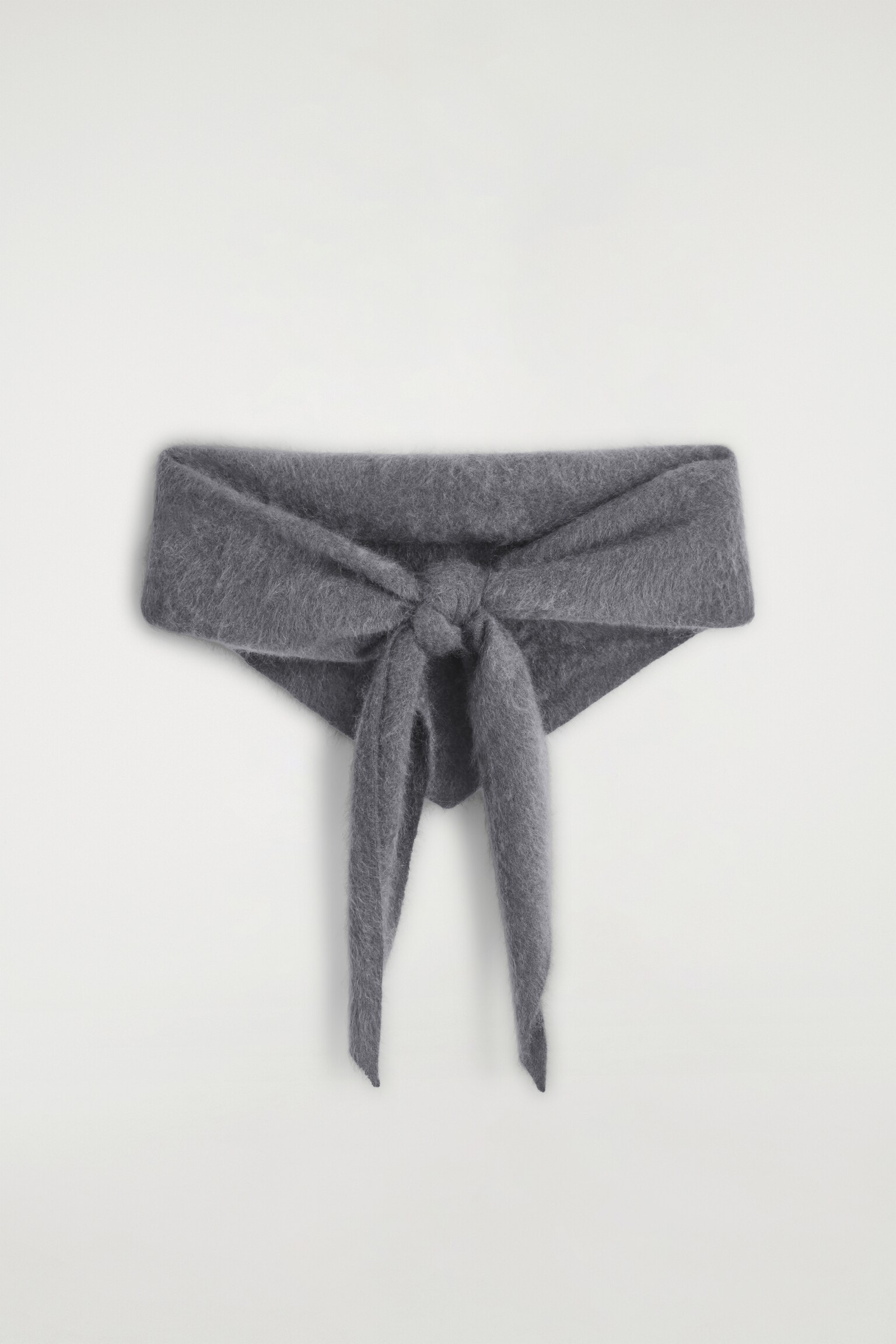 BRUSHED-CASHMERE TRIANGLE SCARF - DARK GREY - 2