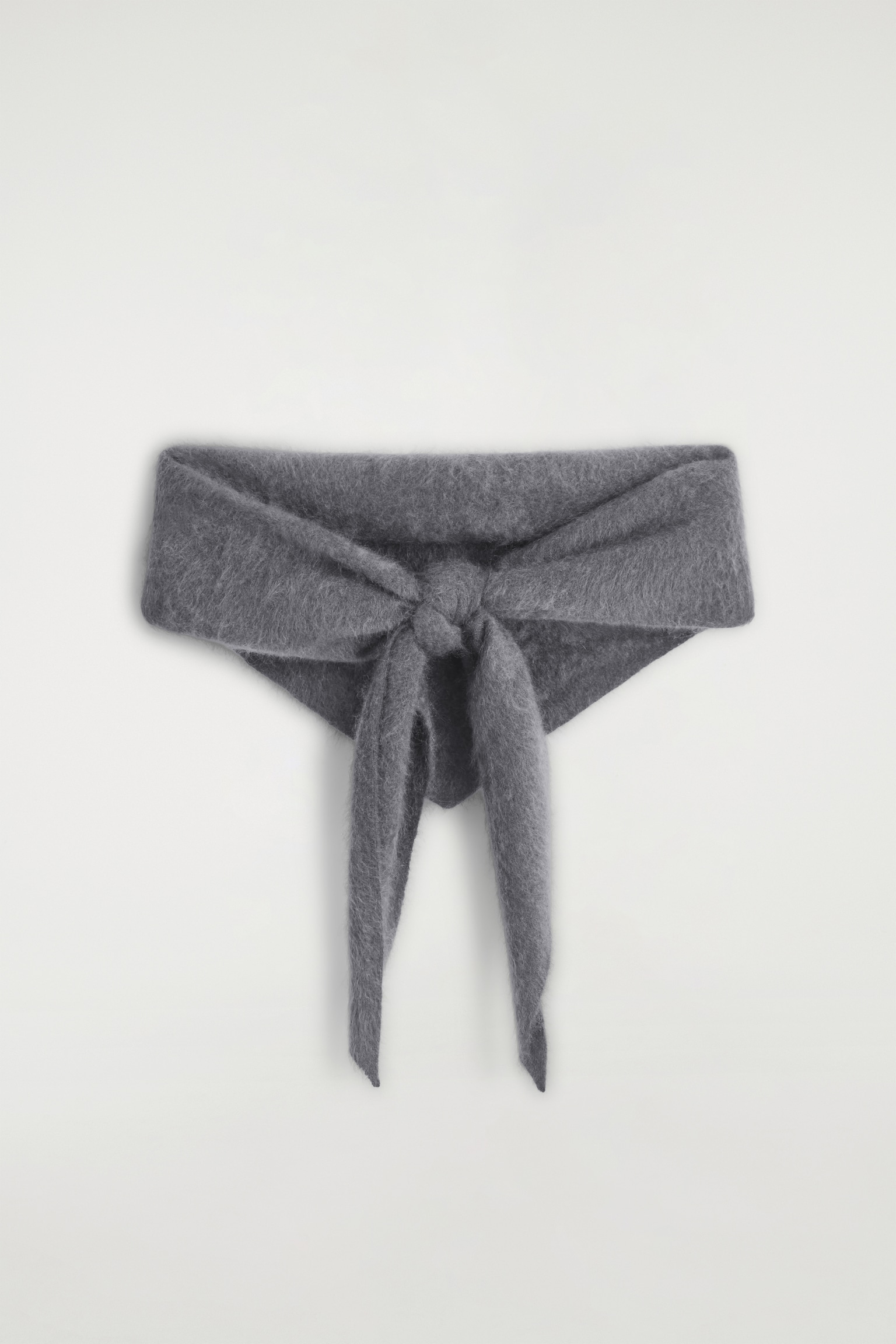 BRUSHED-CASHMERE TRIANGLE SCARF - DARK GREY - 2