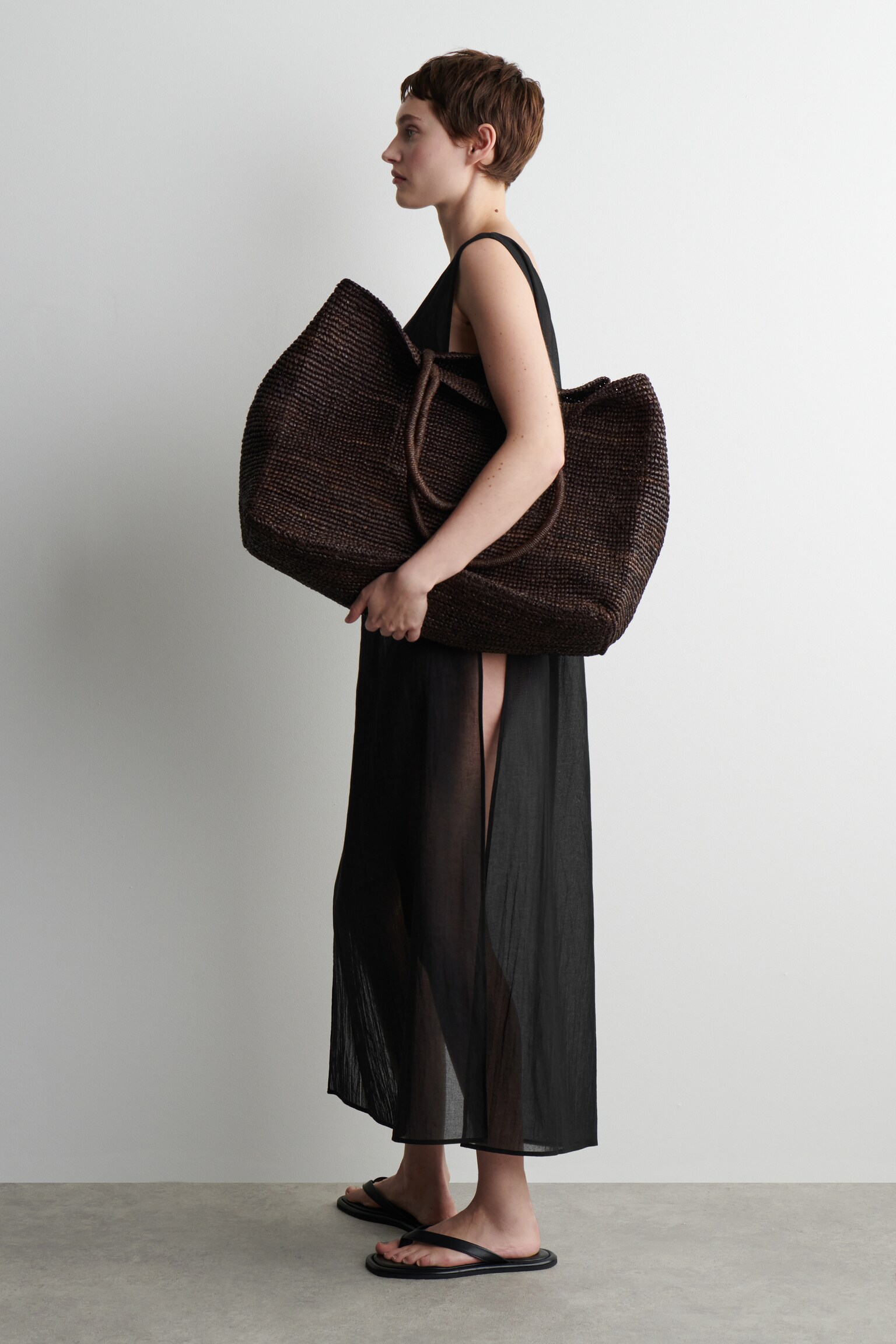 OPEN-SIDE SHEER TUNIC - BLACK/WHITE - 6