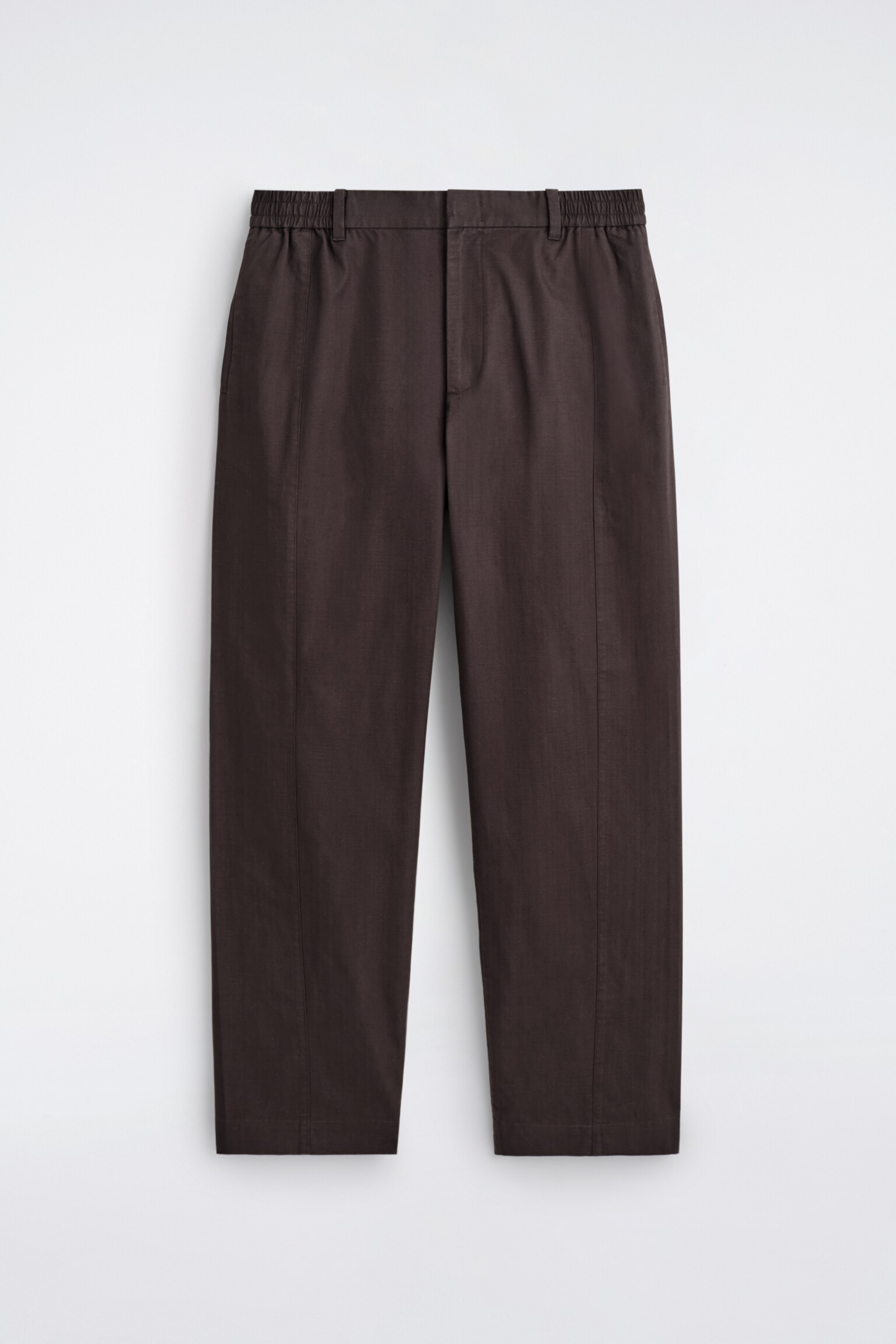 COTTON TAPERED TROUSERS - DARK BROWN/DARK KHAKI