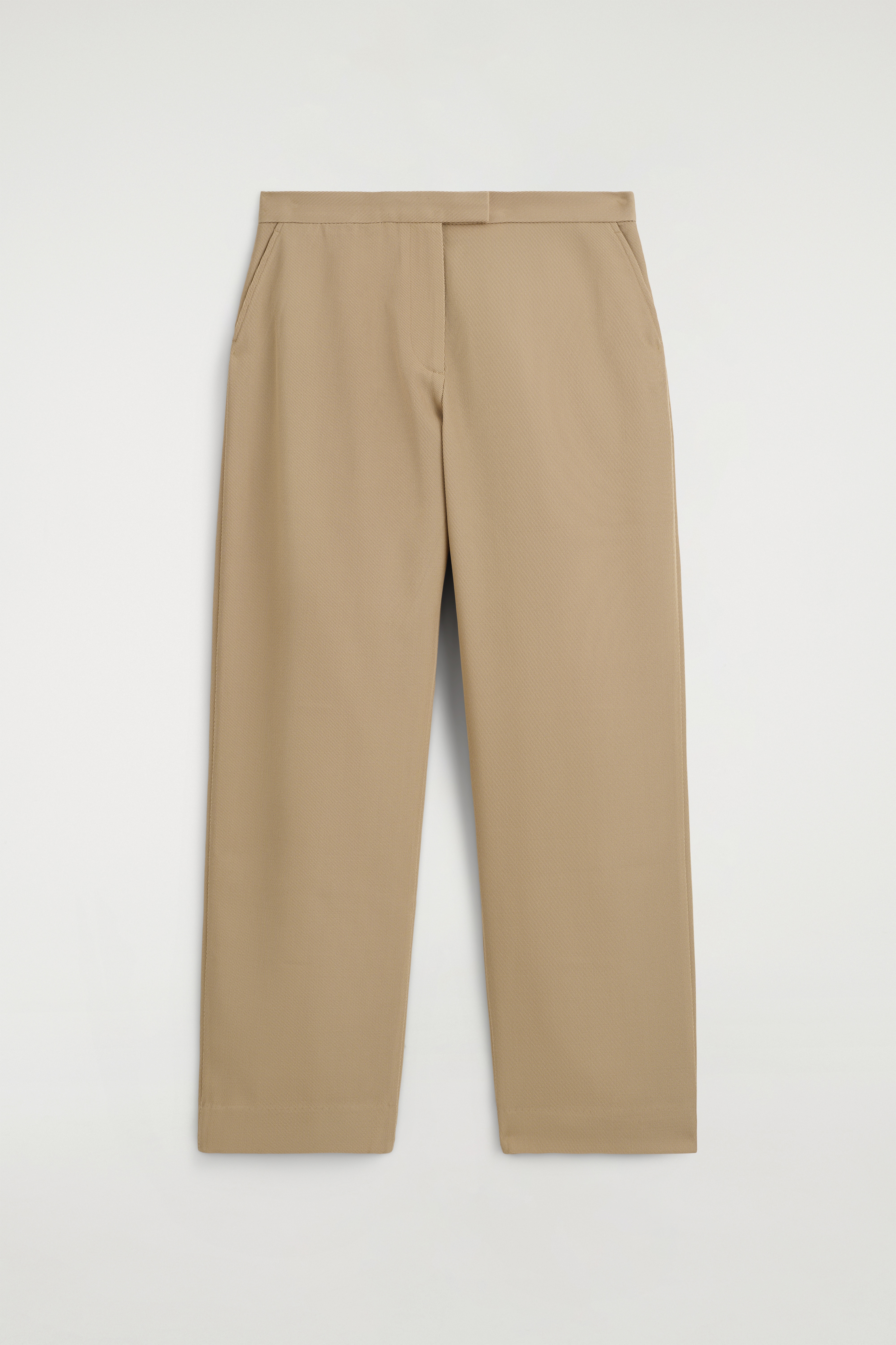 PANTALON DROIT EN SERGÉ DE LAINE - BEIGE