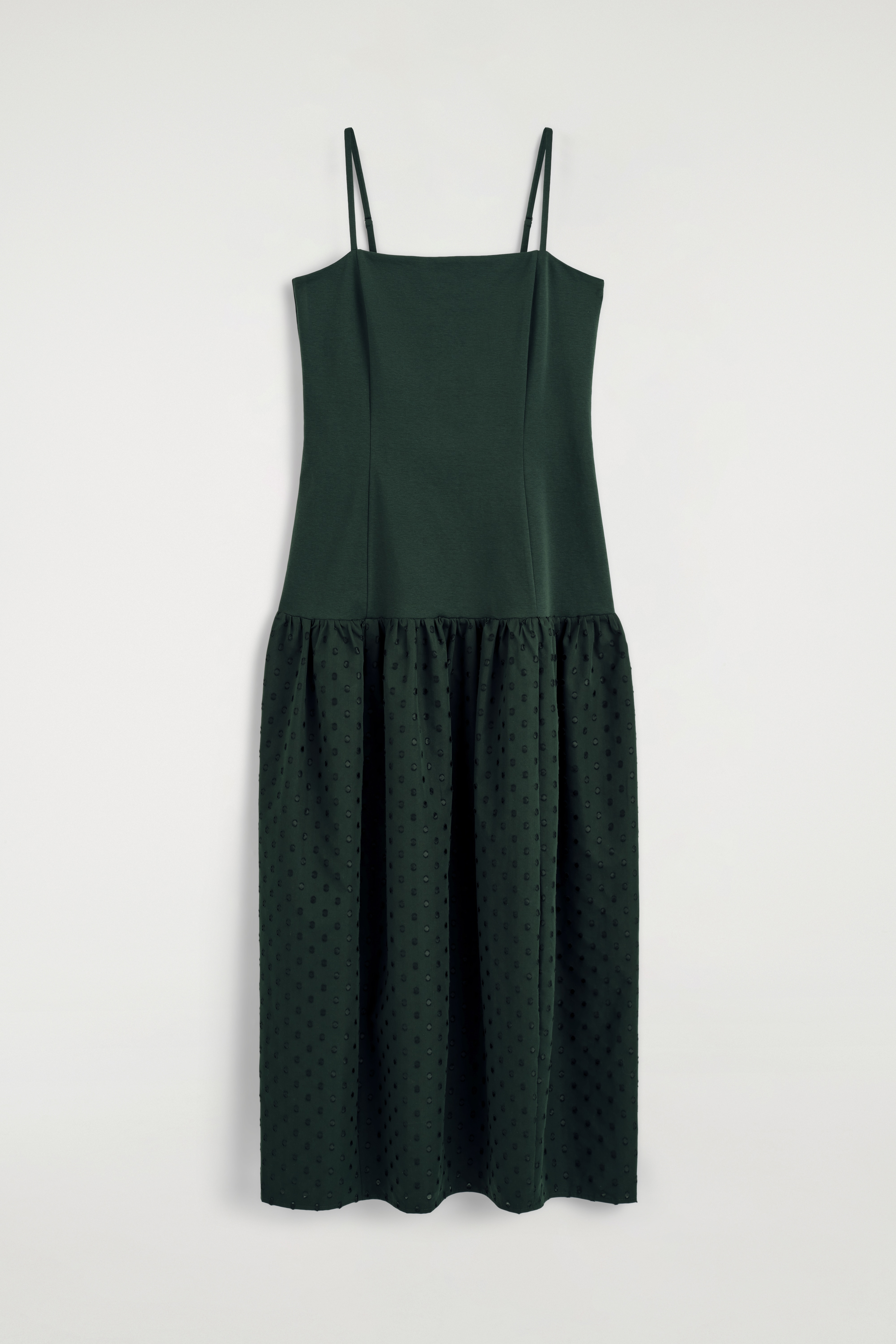 KLEID MIT NIEDRIGER TAILLE UND POLKA-DOTS - GRÜN/POLKA-DOTS