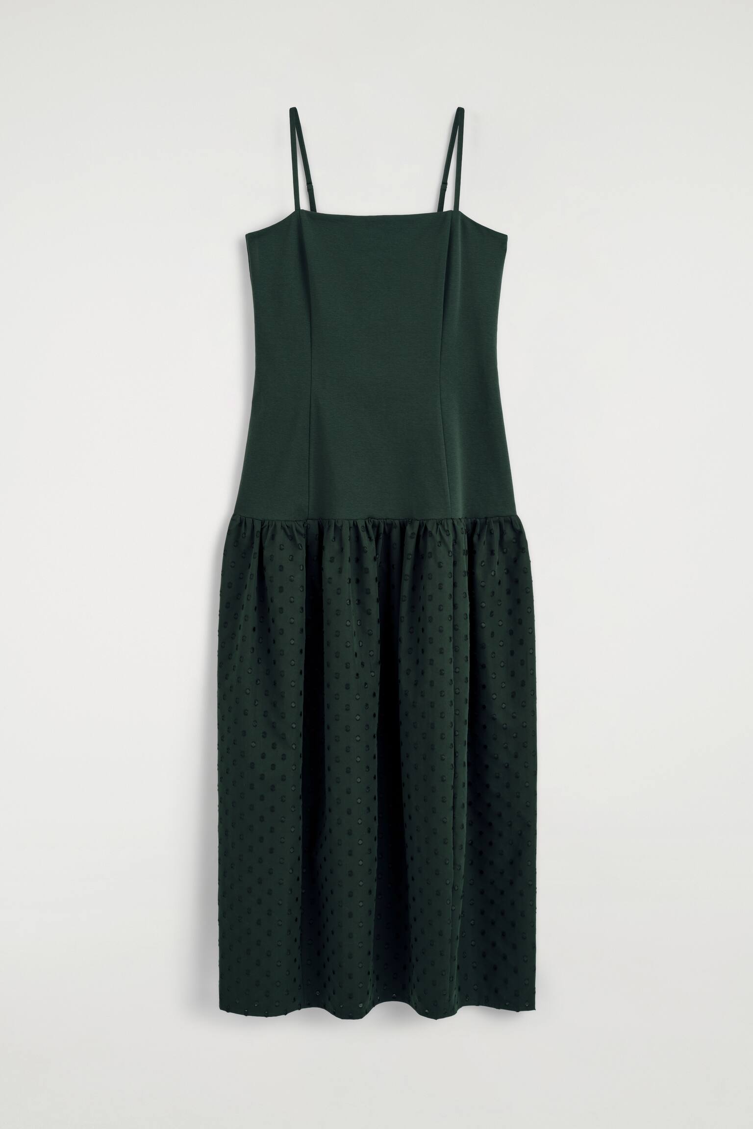 POLKA-DOT SCULPTED DROPPED-WAIST DRESS - GREEN / POLKA DOT - 1