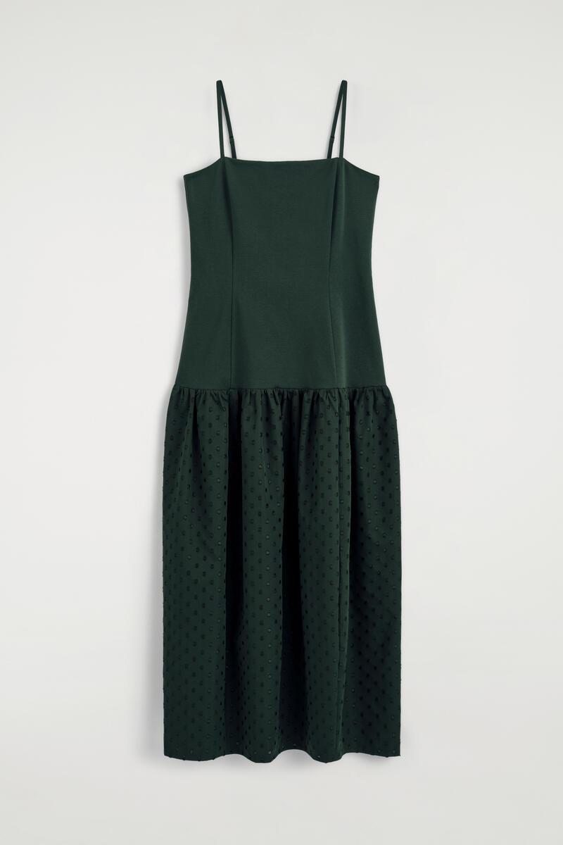 Polka-Dot Sculpted Drop-Waist Dress