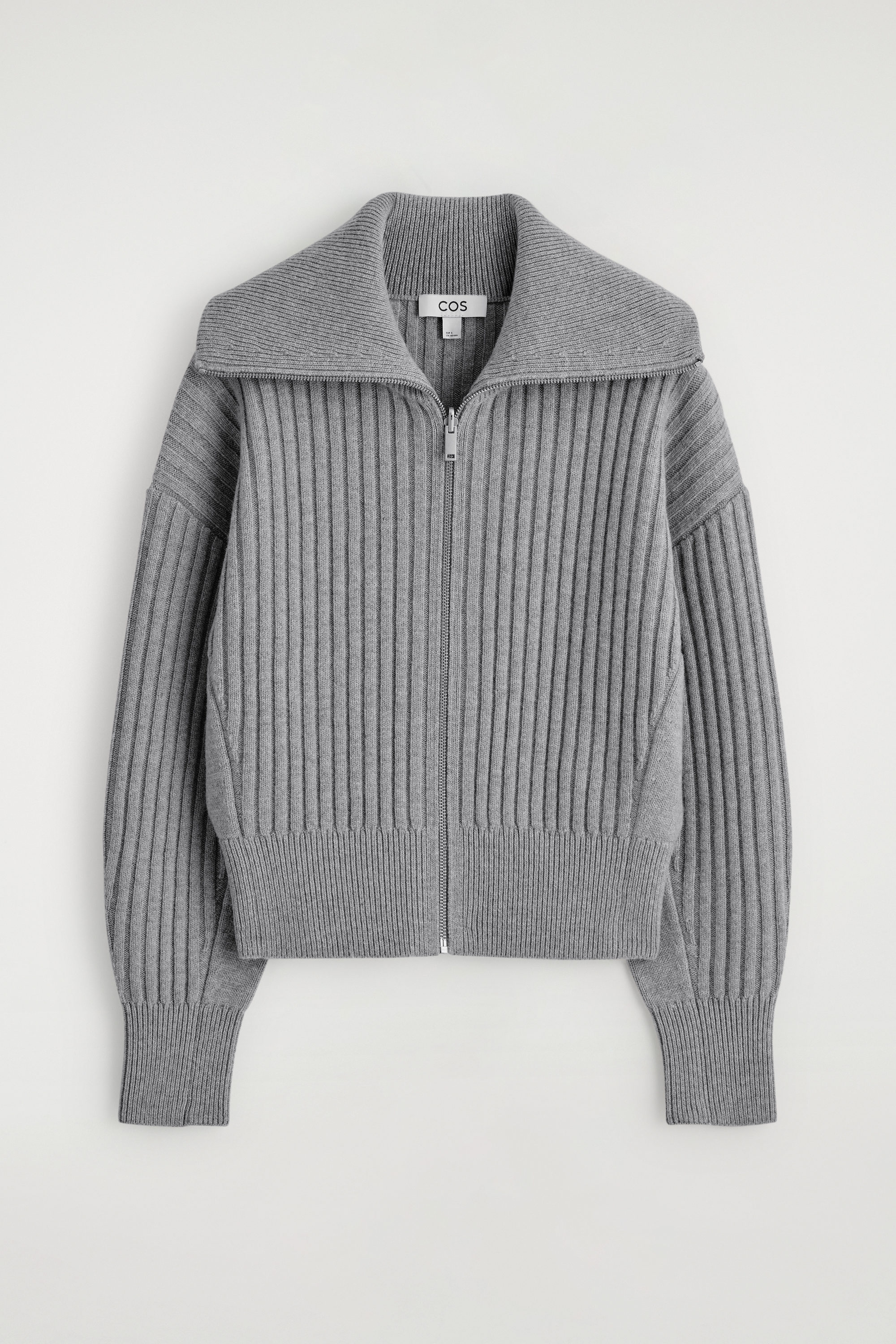 RIBBED MERINO WOOL JACKET - GREY MÉLANGE | COS