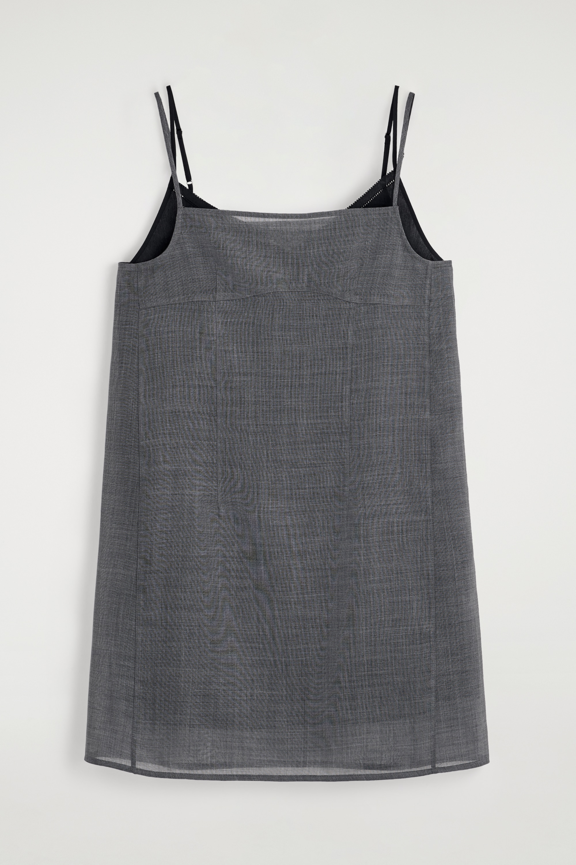 ROBE COURTE SUPERPOSÉE EN LAINE SEMI-DIAPHANE - GRIS CHINÉ / NOIR