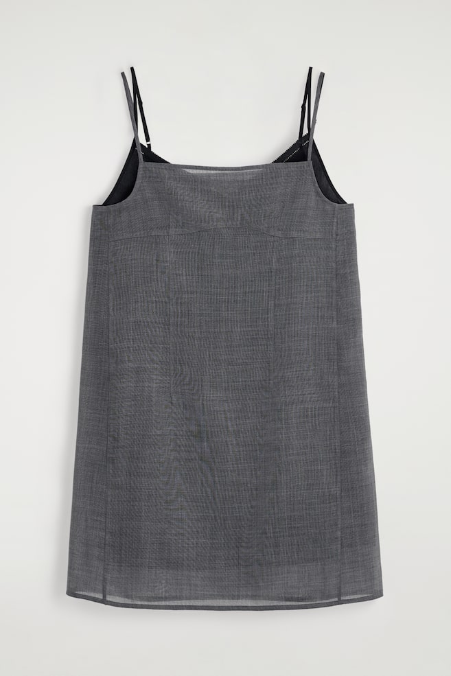 SEMI-SHEER LAYERED WOOL MINI DRESS - GREY MÉLANGE / BLACK - 1