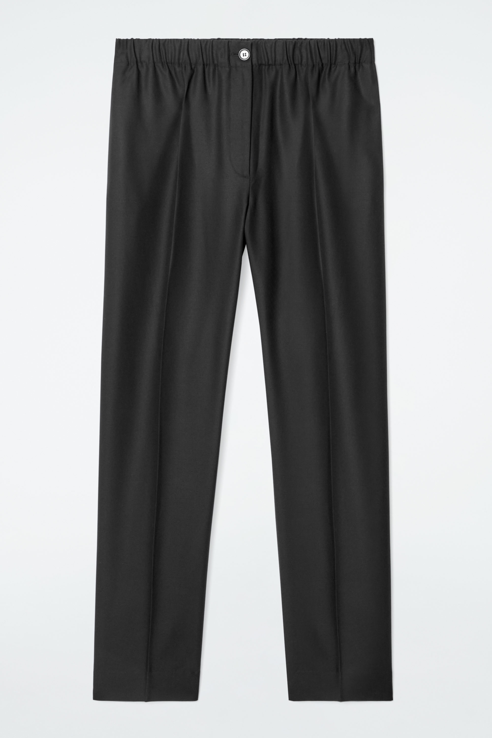 ELASTICATED STRAIGHT-LEG PANTS - BLACK | COS
