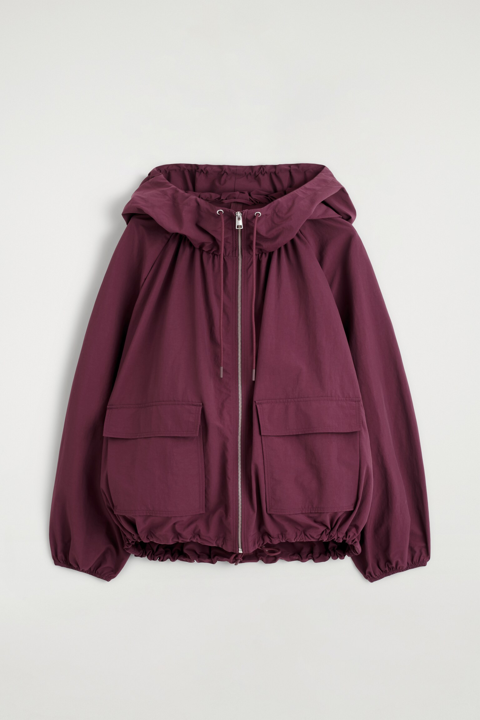 TECHNICAL HOODED PARKA JACKET - DARK RED/DARK BROWN - 2