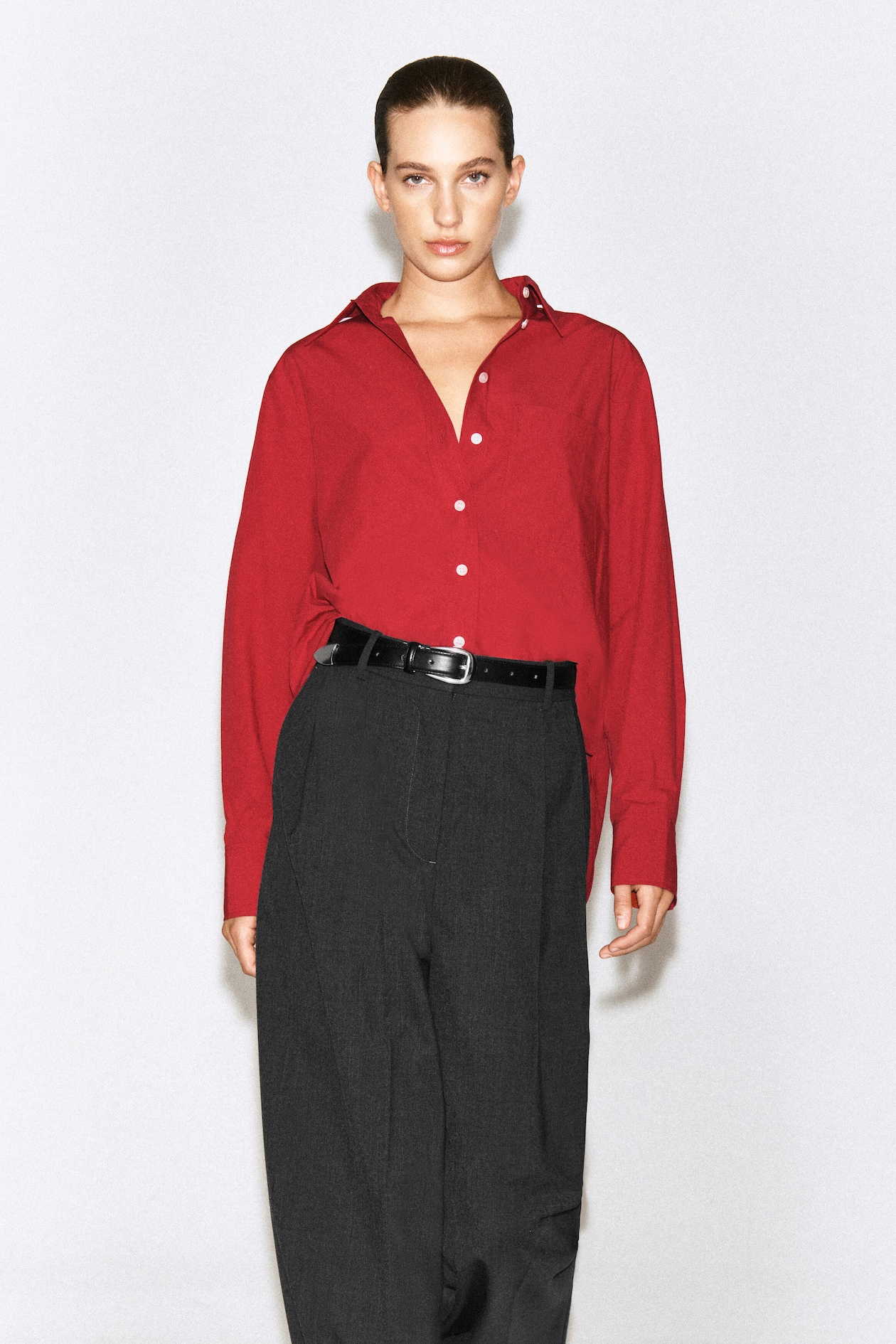 TAILORED PIMA COTTON SHIRT - RED
