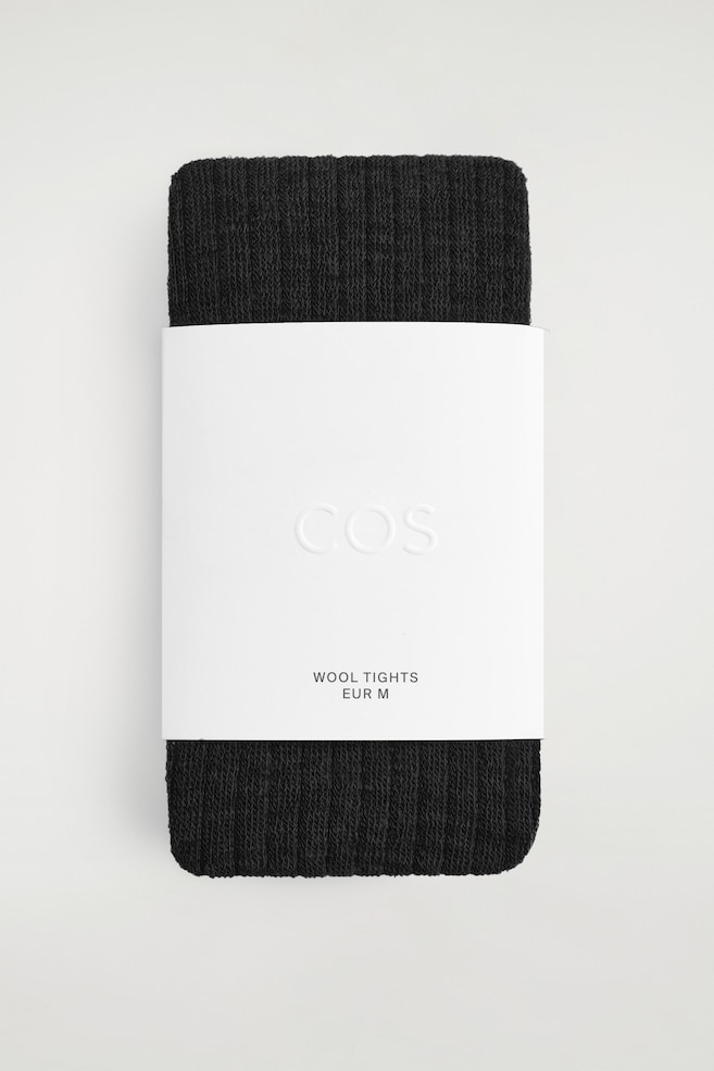 RIBBED-KNIT TIGHTS — BLACK